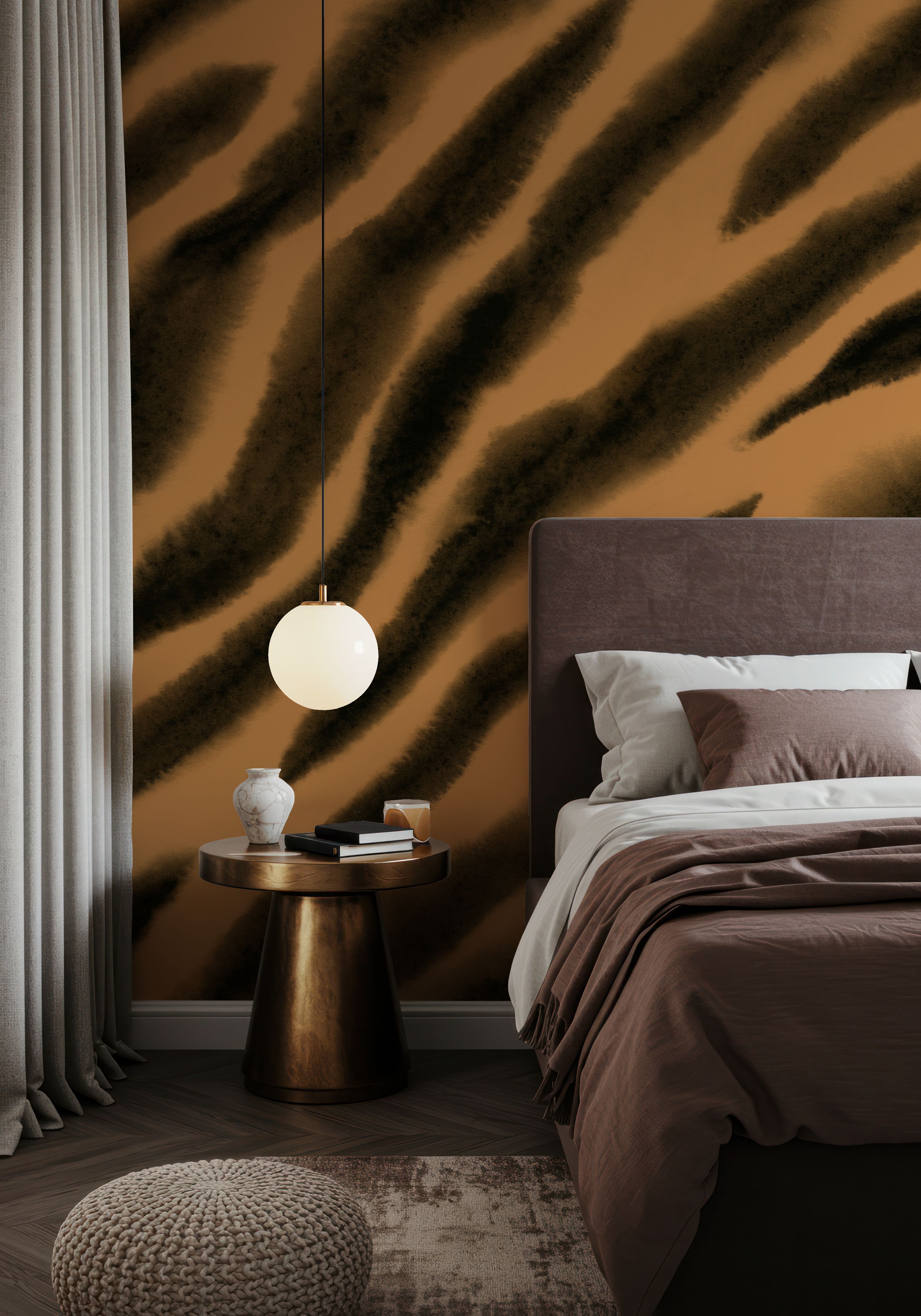Watercolor Tiger Stripes, Warm