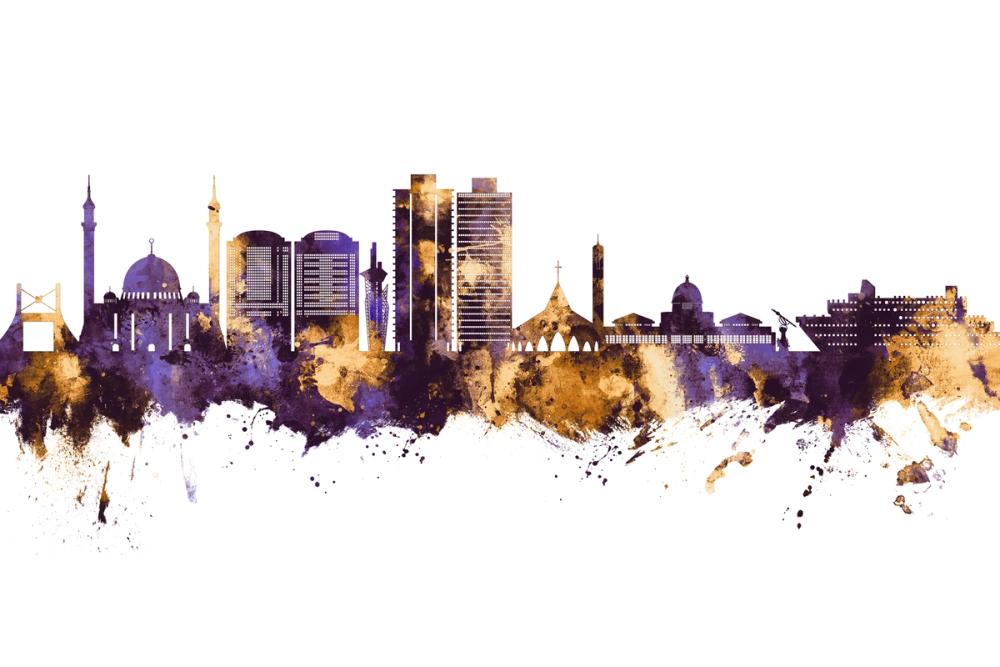 Abuja Nigeria Skyline Purple & Gold