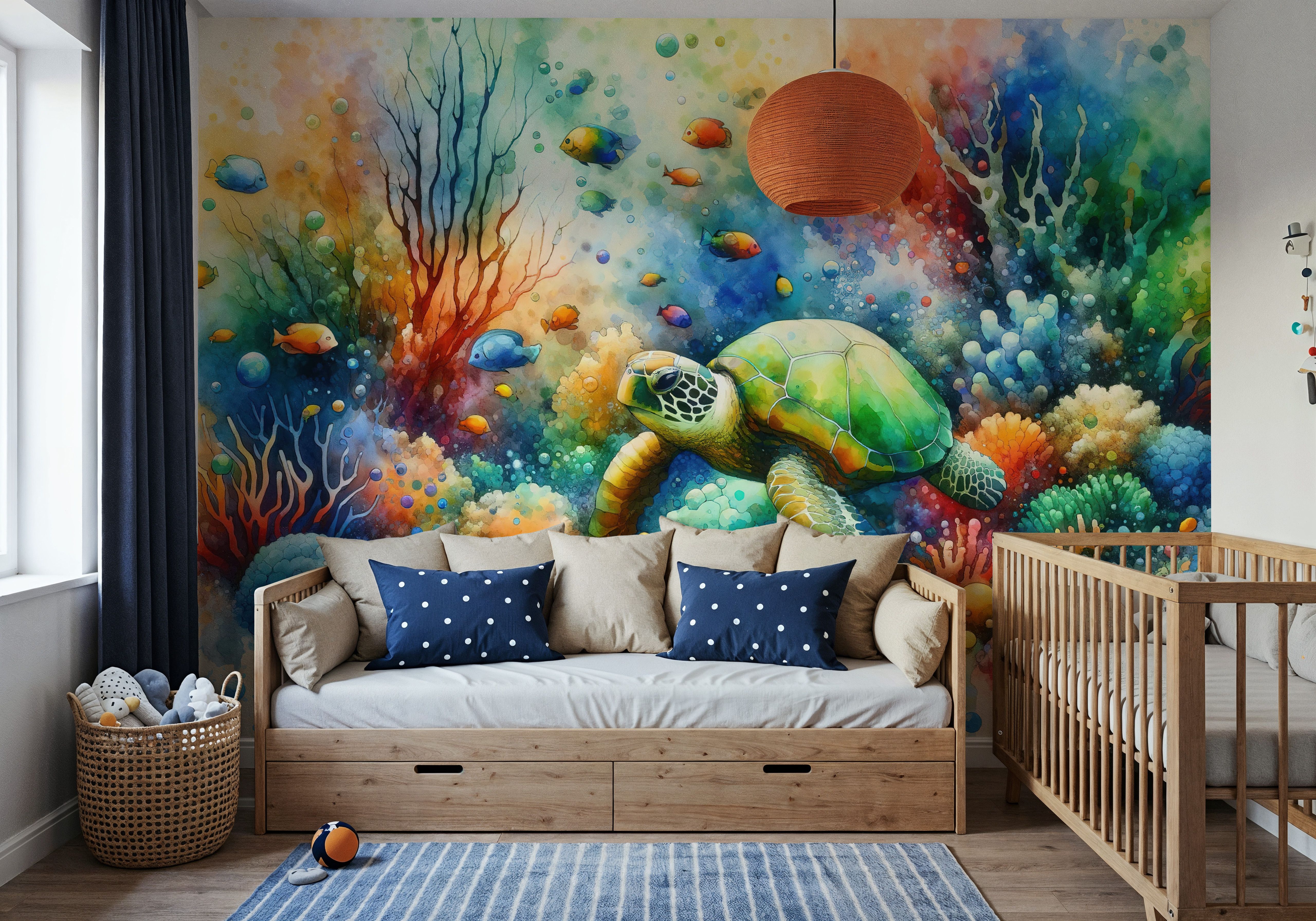 Undersea Encounter Turtle Meets Fish