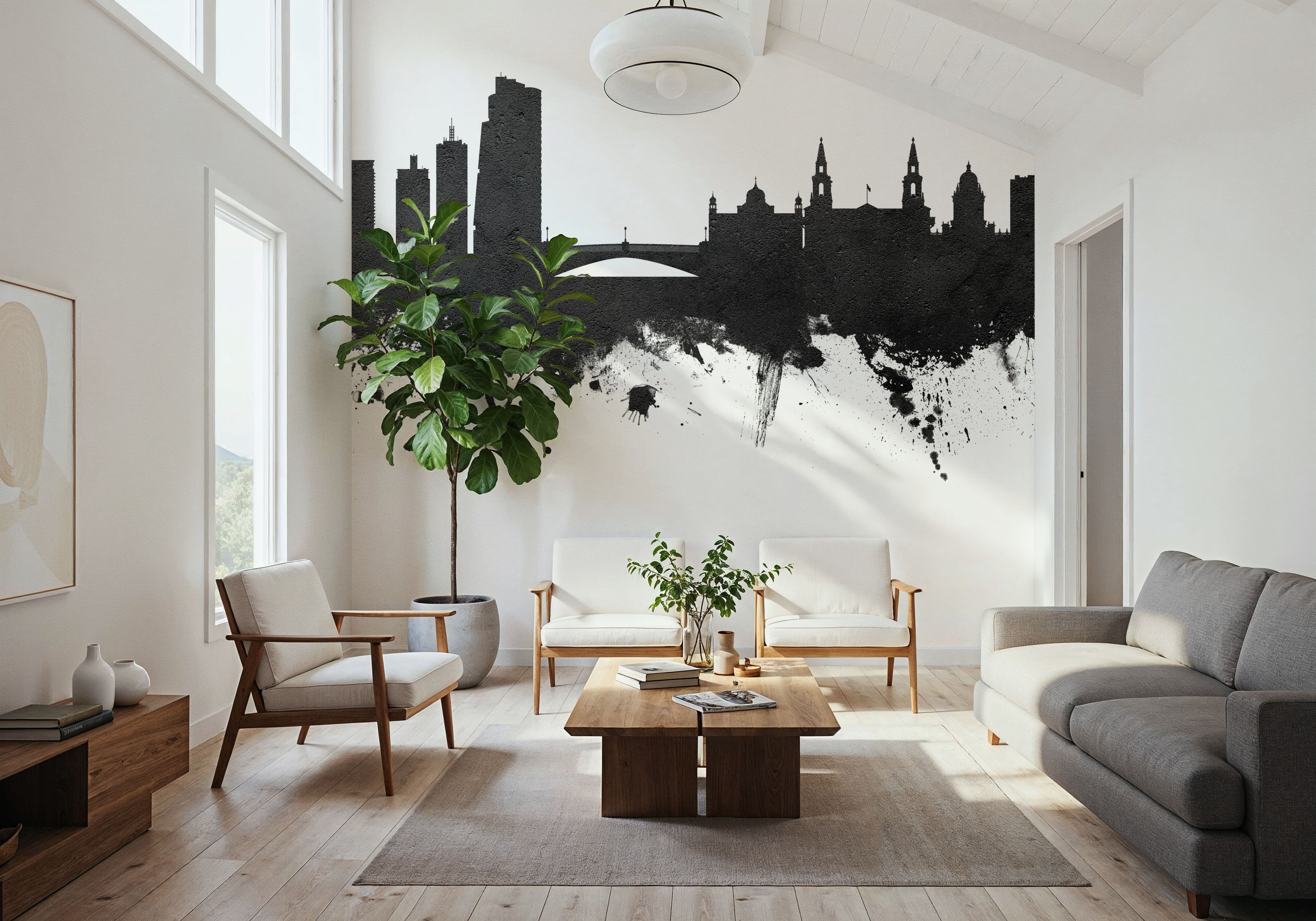 Leeds England Skyline Black & White
