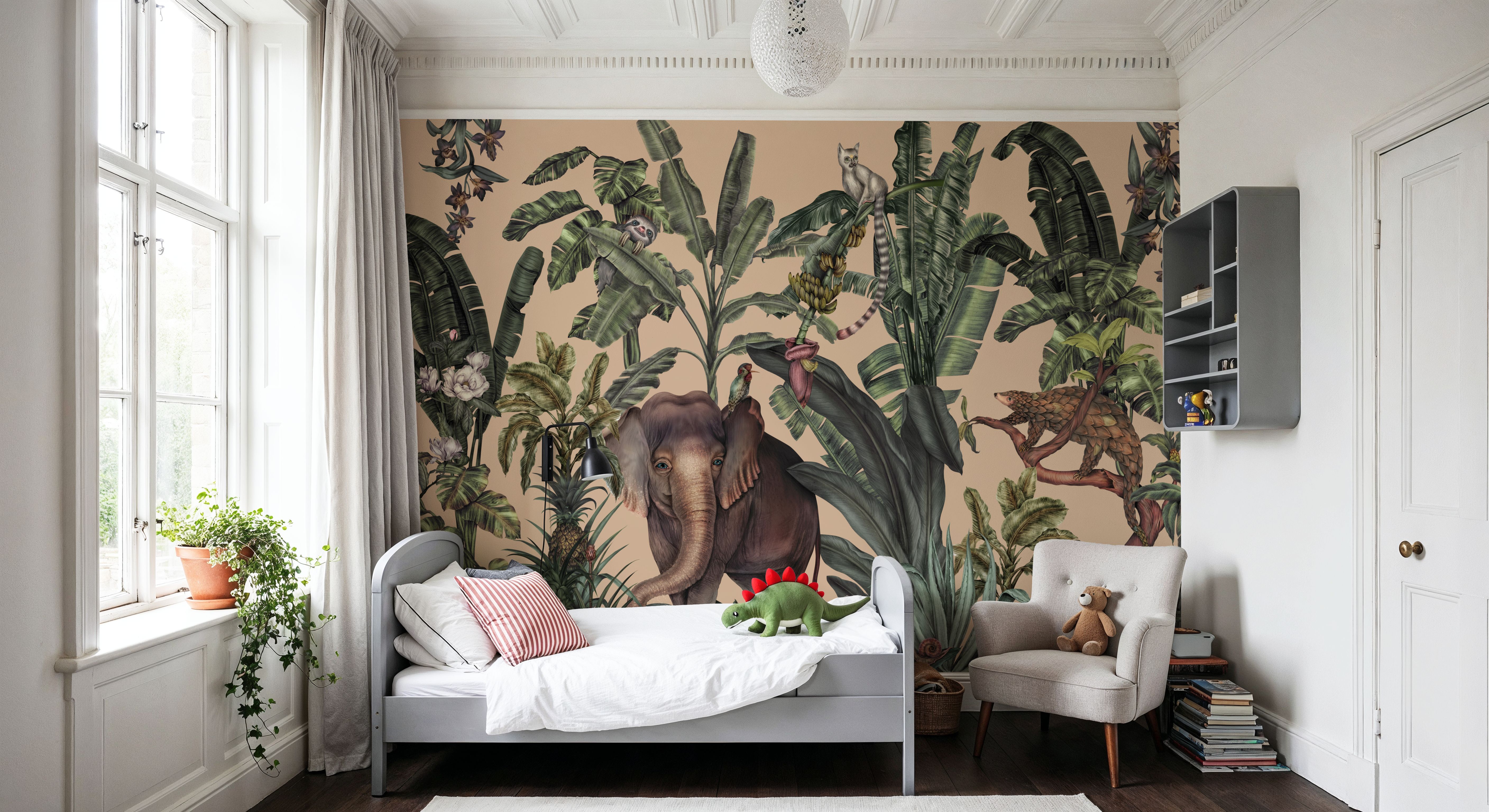 Jungle Kingdom, Beige, Wallpaper