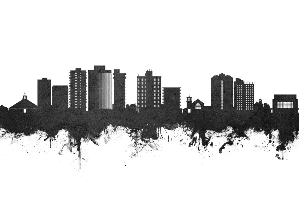 San Mateo California Skyline Black & White