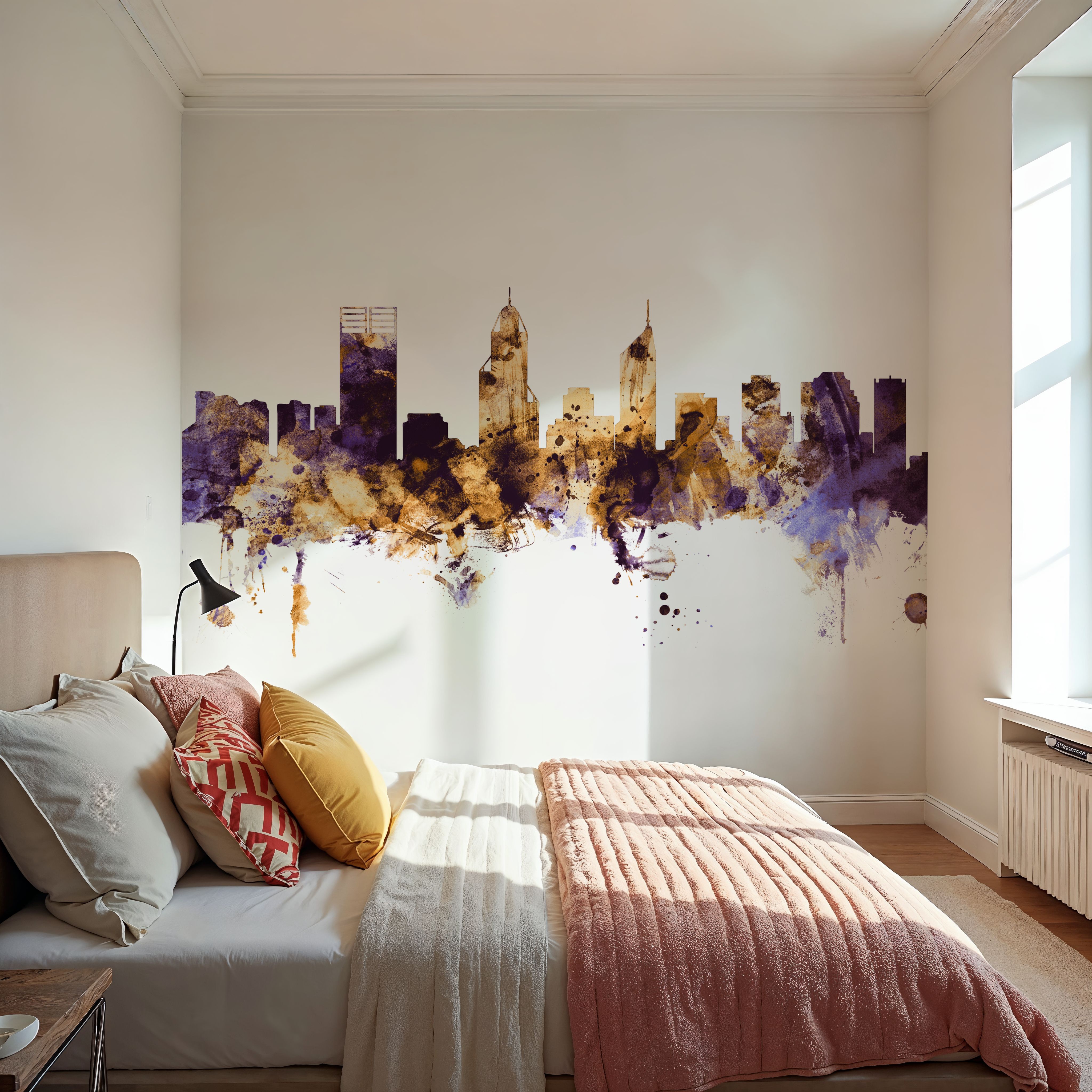 Perth Australia Skyline Purple & Gold