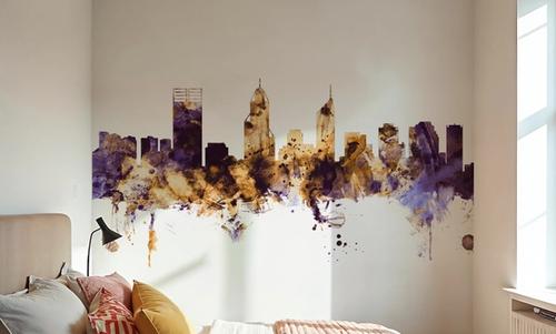 Perth Australia Skyline Purple & Gold