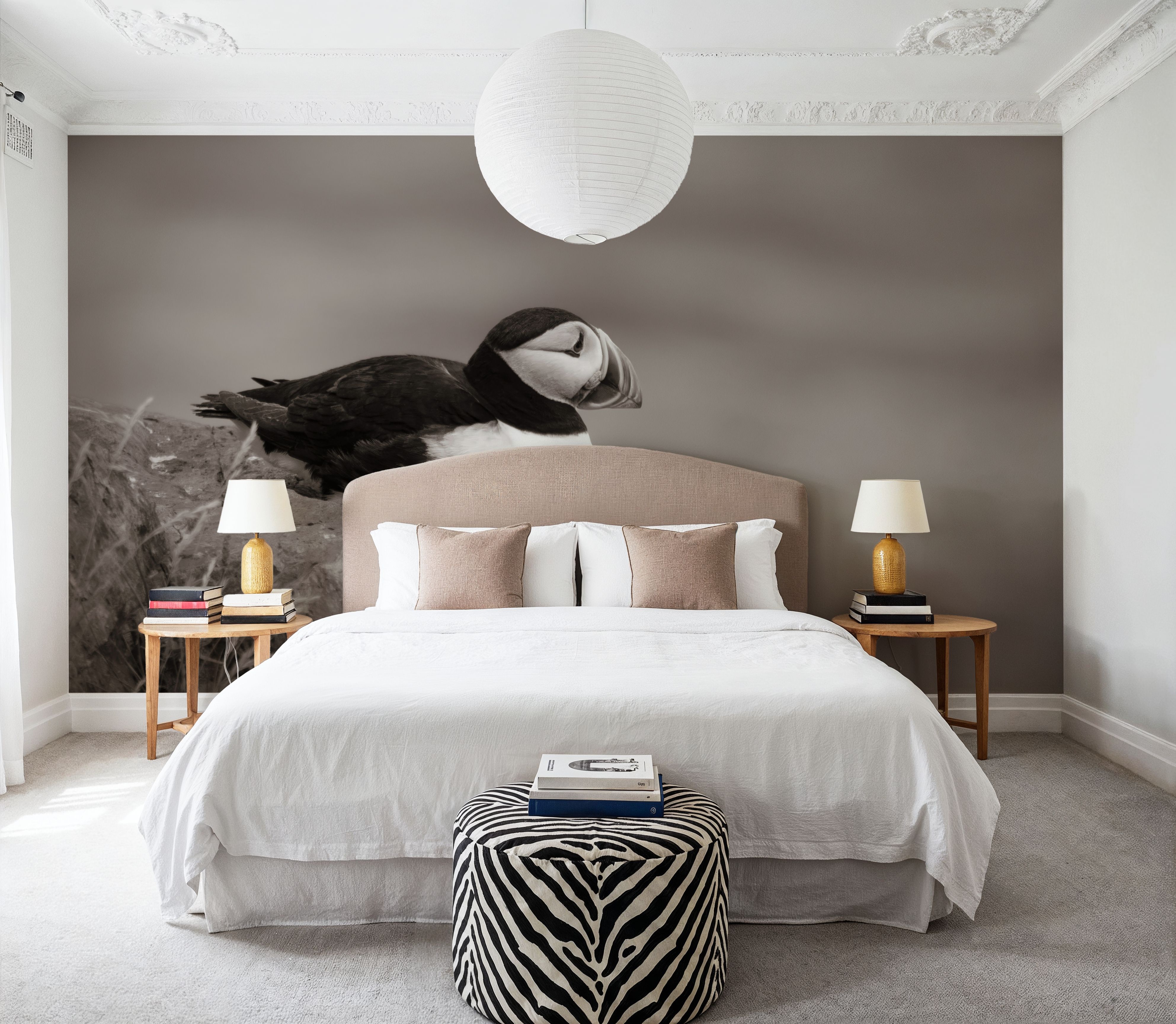 Atlantic Puffin Resting Sepia