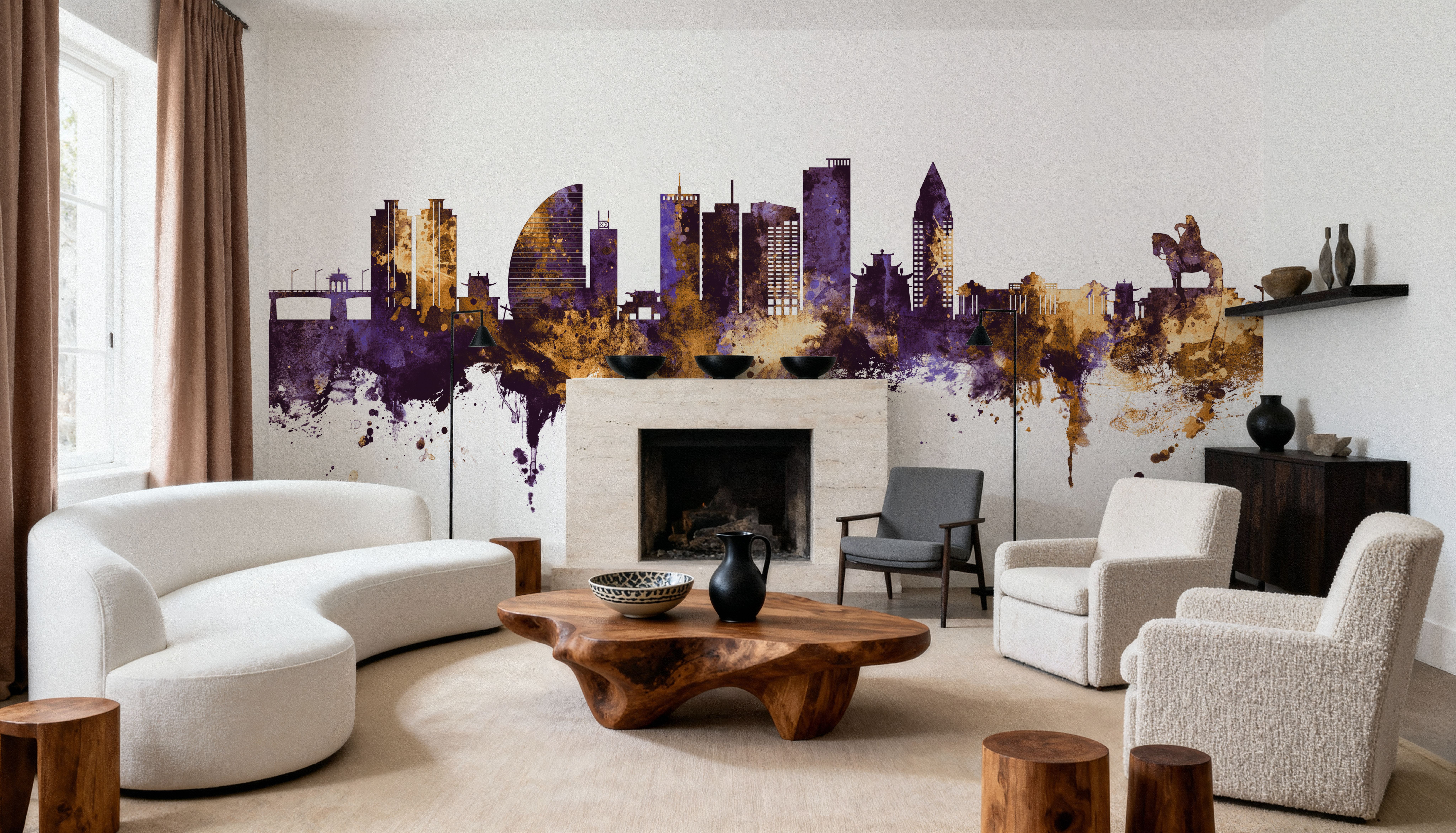 Ulaanbaatar Mongolia Skyline Purple & Gold