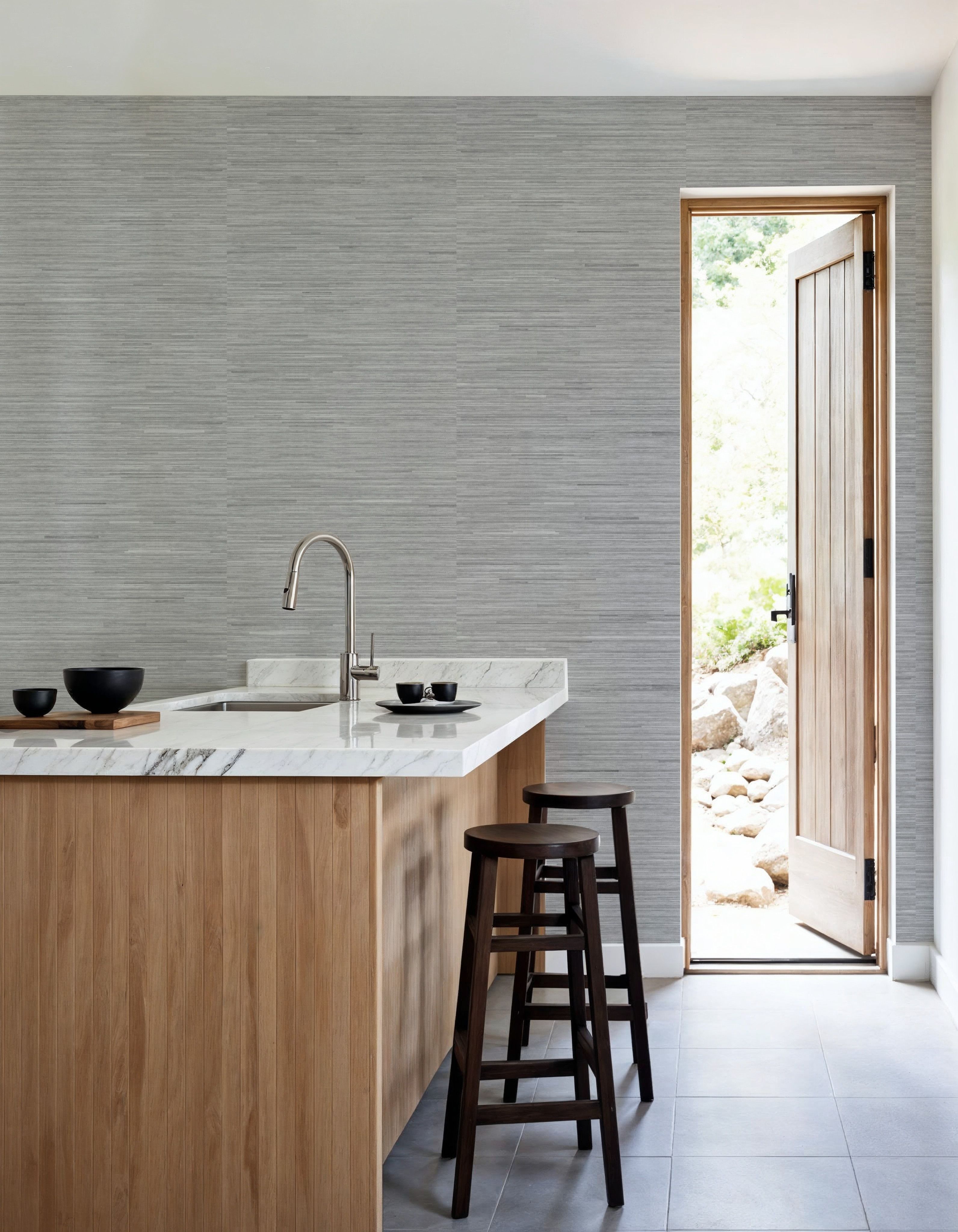 Faux Grasscloth with Visible Seams, Cloud