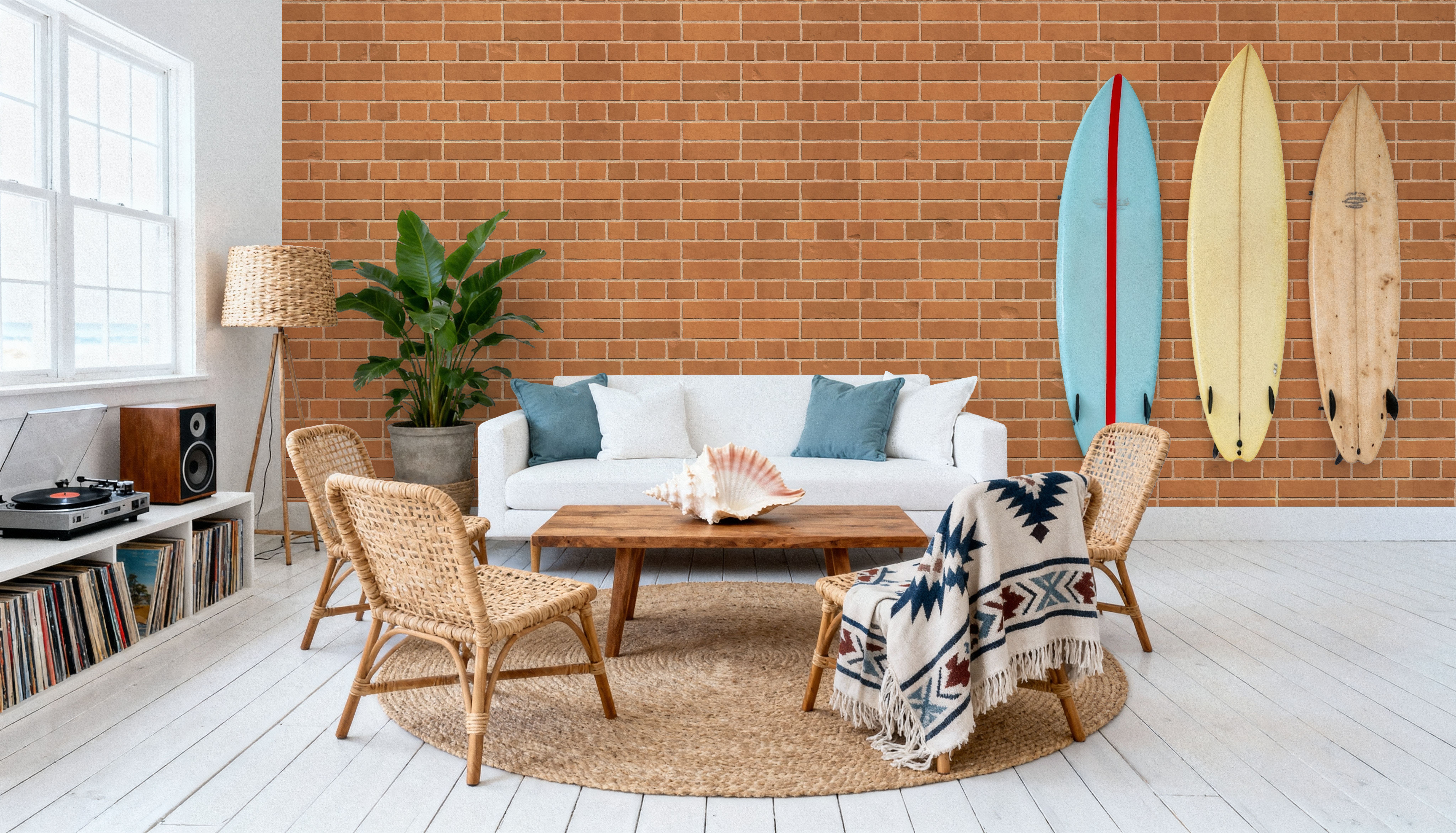 Rustic Brown Brick Wall, Wallpaper