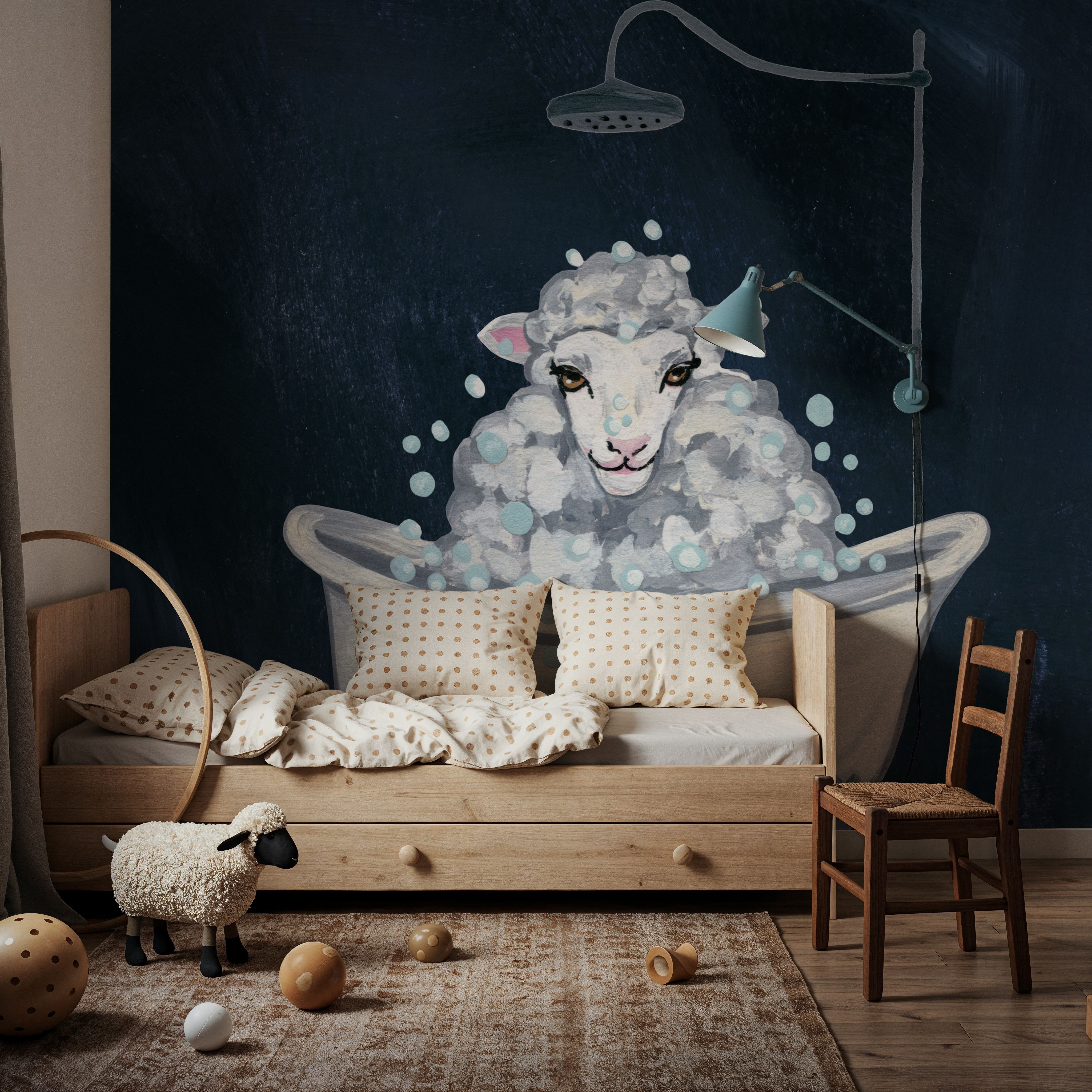 Sheep in Tub and Suds Texture Dark