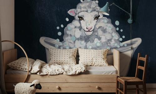 Sheep in Tub and Suds Texture Dark