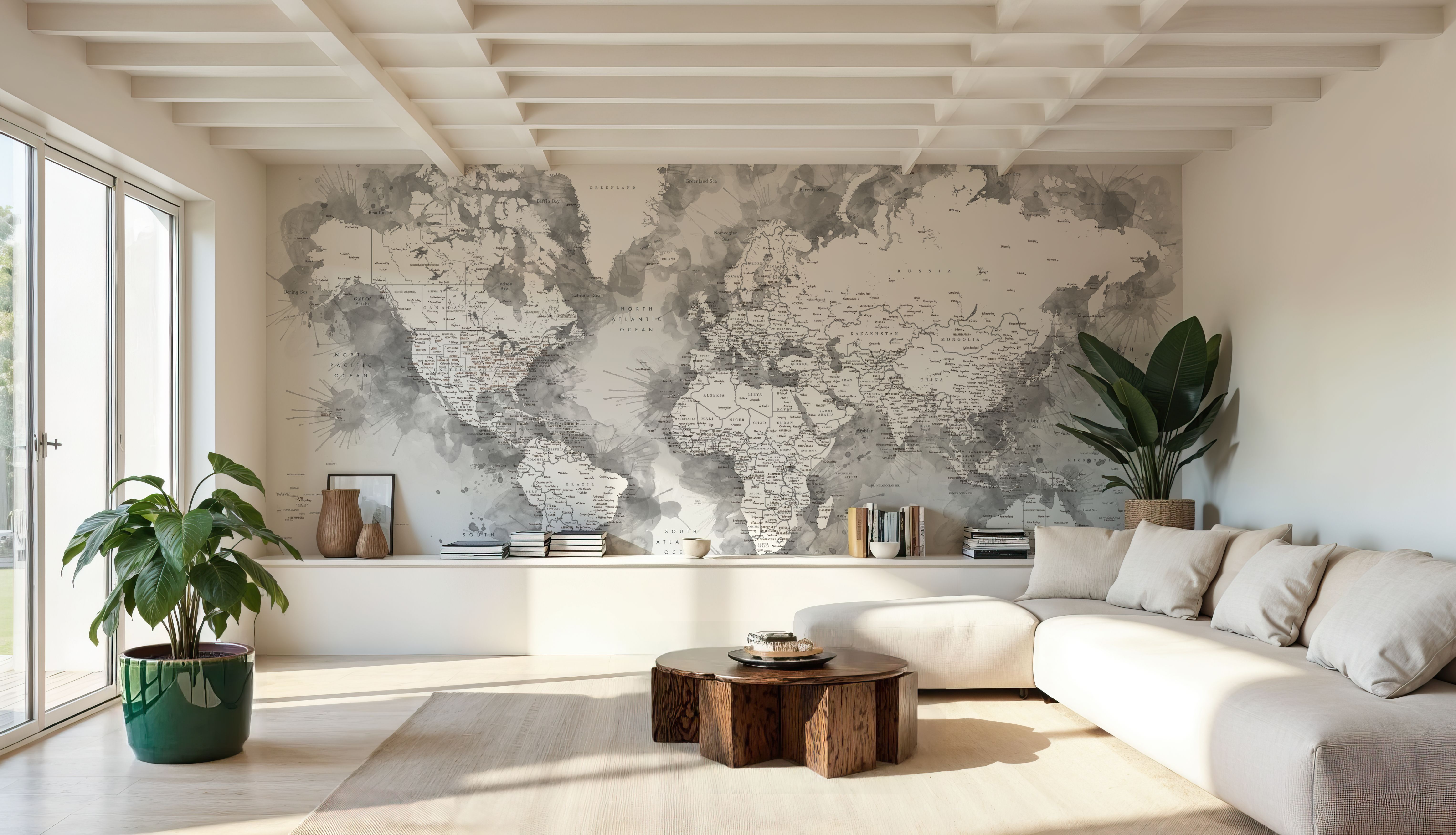Wall Mural - World Map Cities - Louiss - World mural wallpaper - Dining Room - Wallism US - Premium, Textured or Peel & Stick