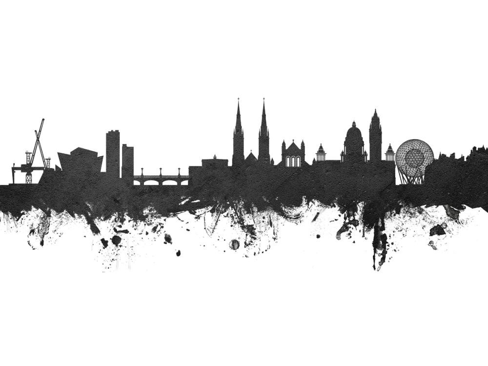 Belfast Northern Ireland Skyline Black & White