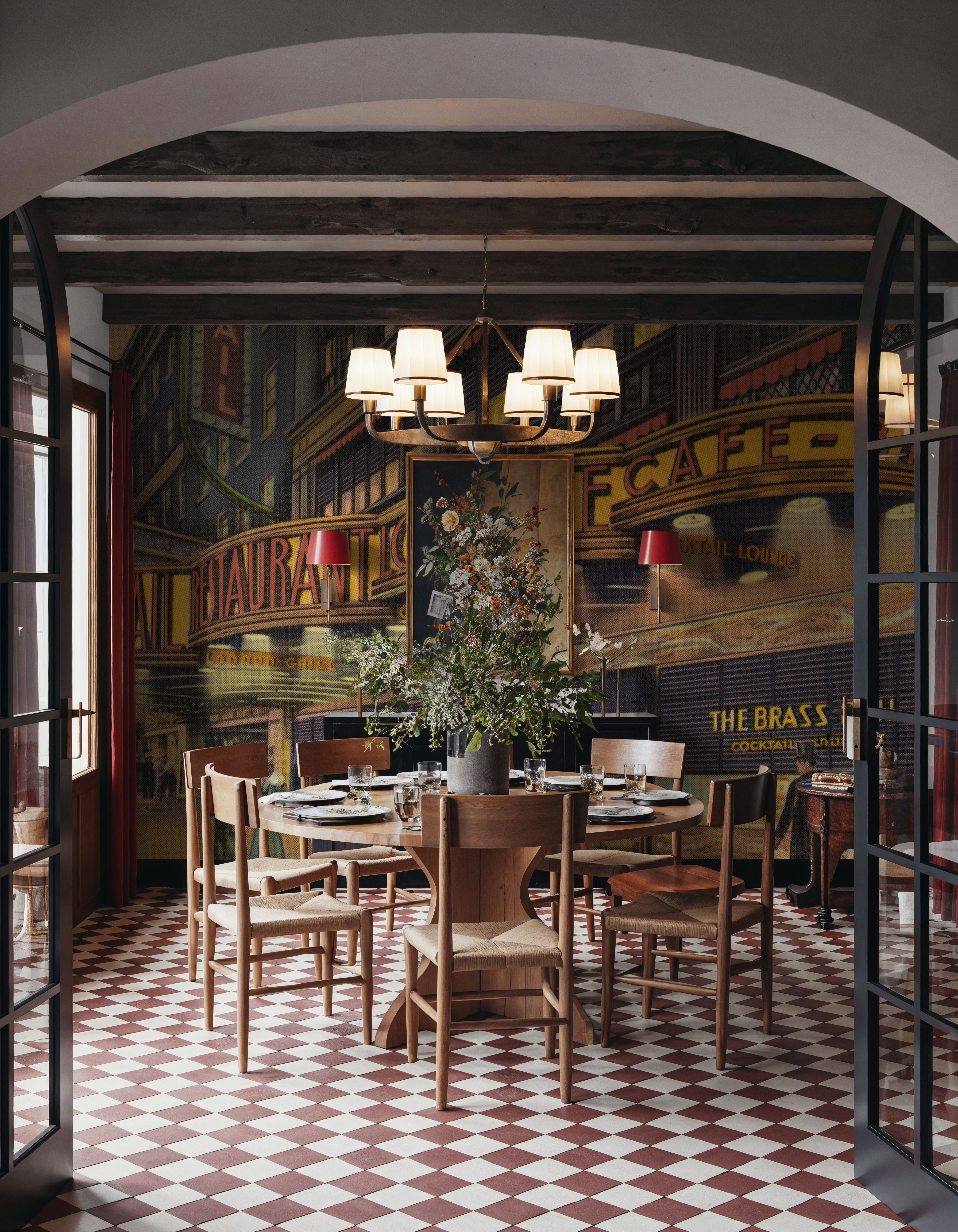 Wall Mural - Greetings from The Brass Rail - Screenprint Postcard - Food & Drink Street mural wallpaper - Dining Room - Wallism US