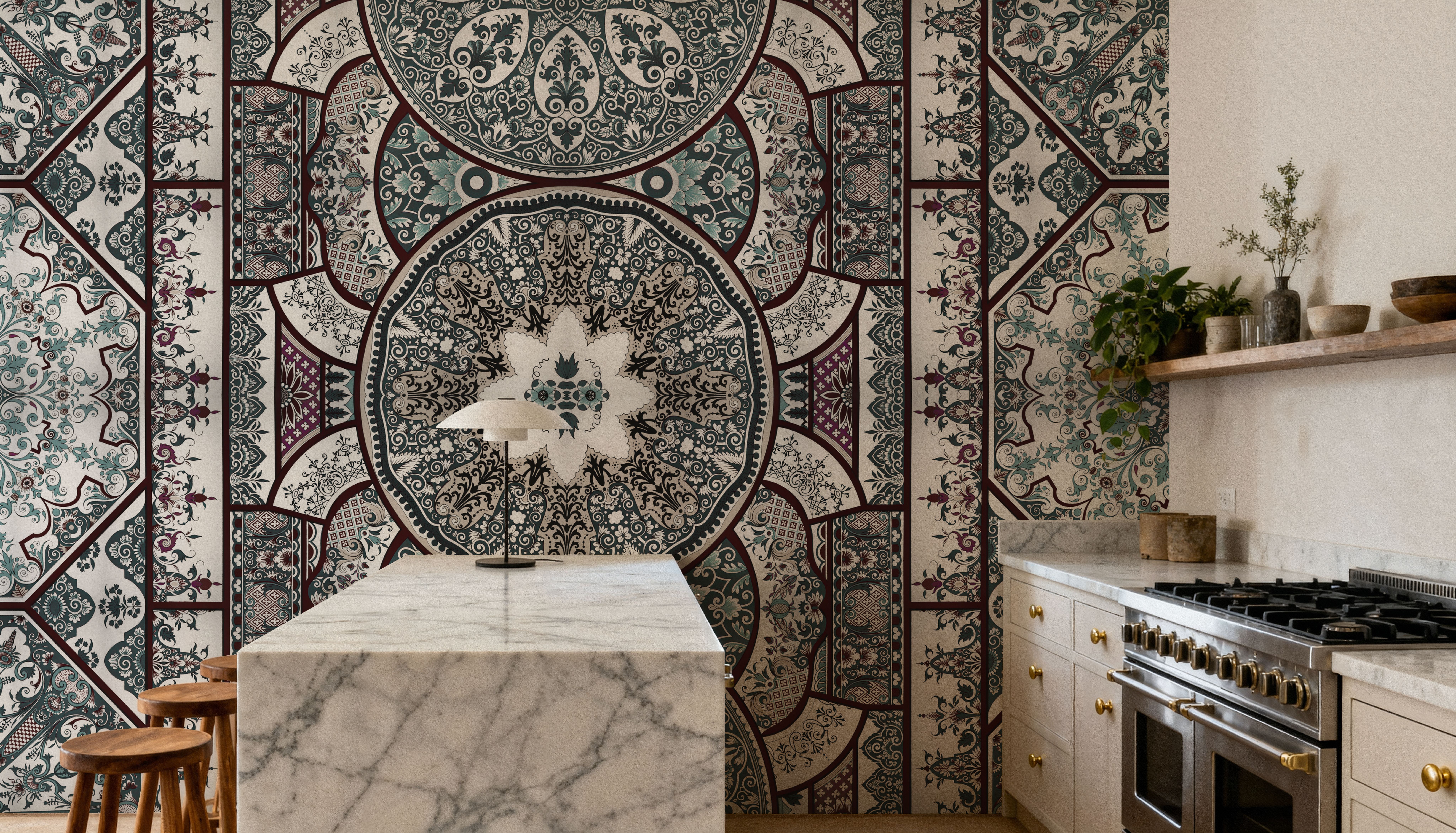 Eastern Tales, Teal & Beige