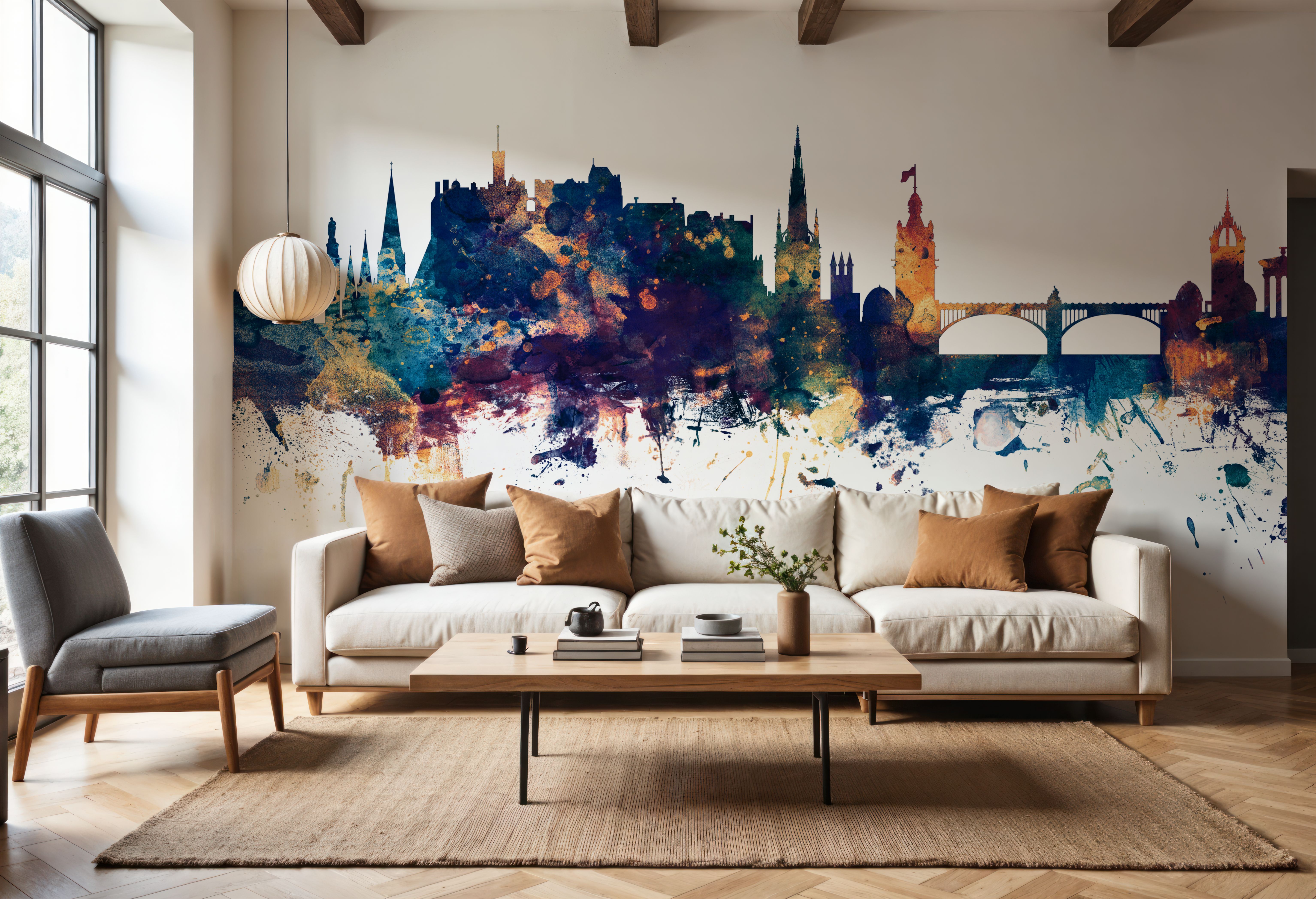 Edinburgh Scotland Skyline Blue & Bronze, Wallpaper