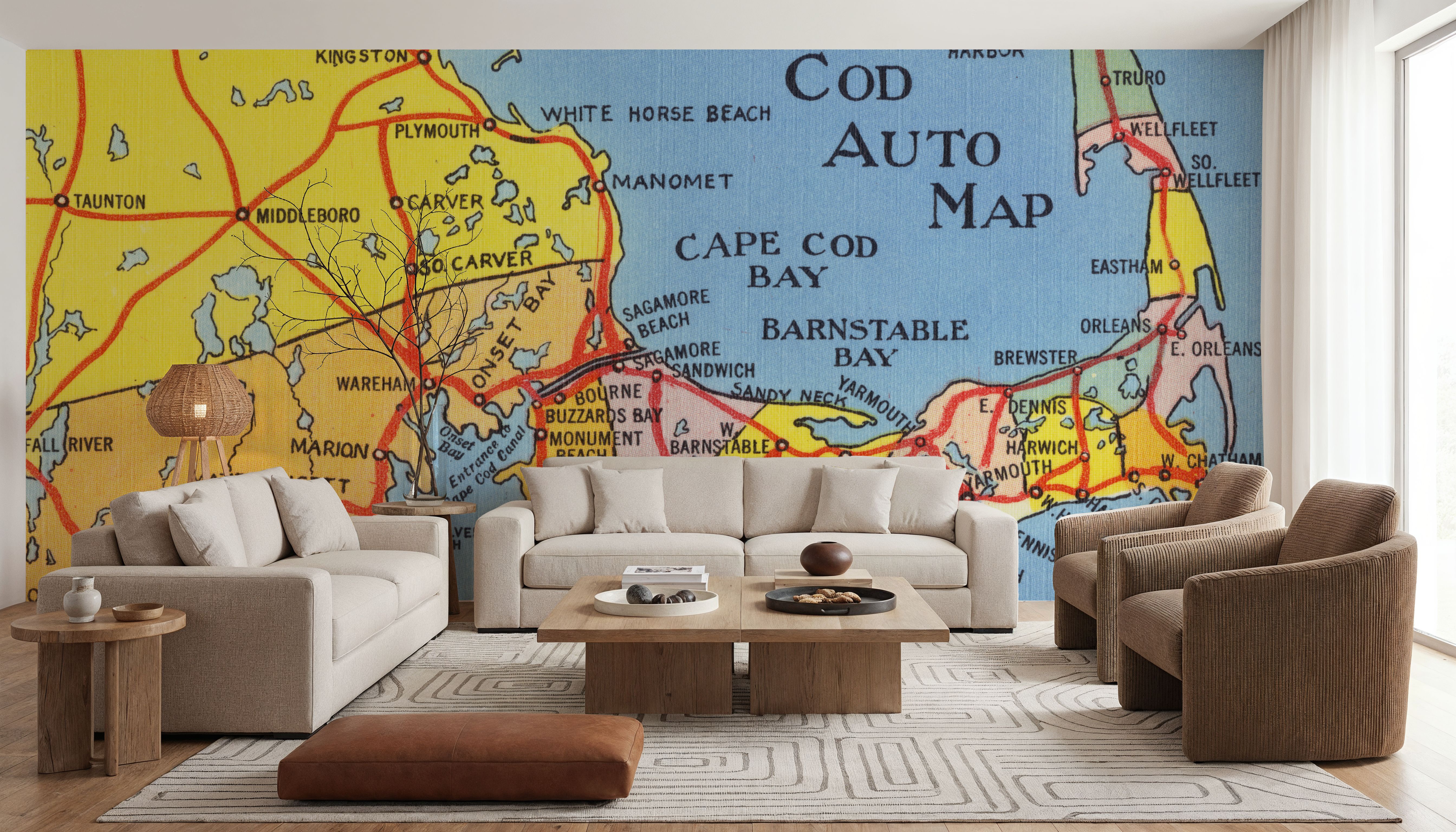 Greetings from Cape Cod Map - Screenprint Postcard