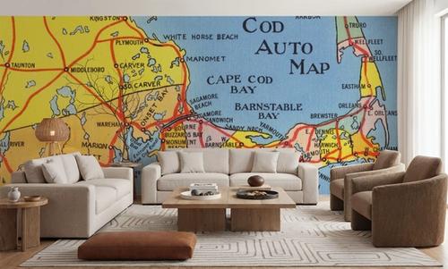 Greetings from Cape Cod Map - Screenprint Postcard