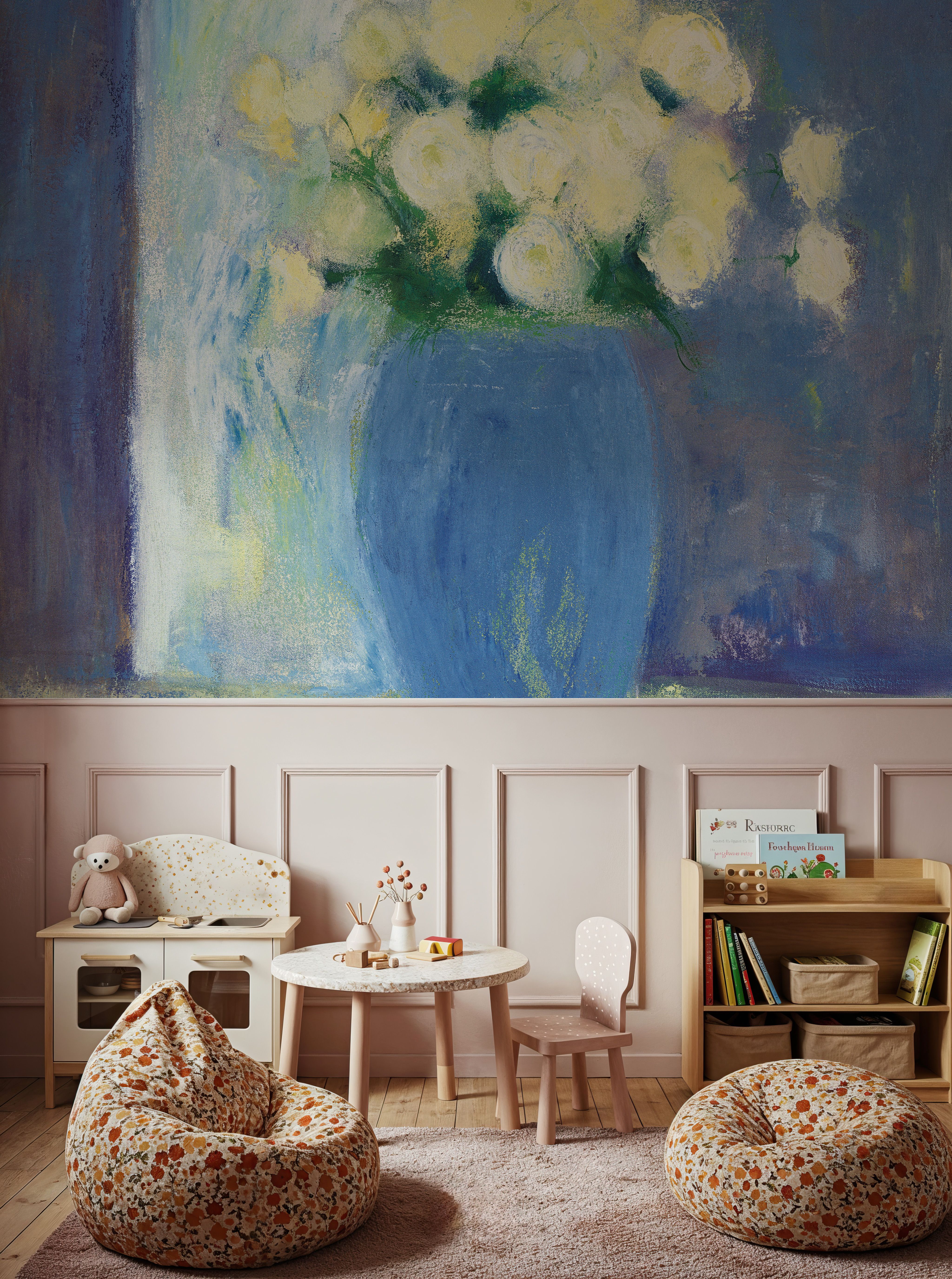 Ranunculi in Blue Vase