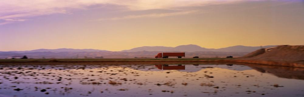 Sunset Trucker's Journey