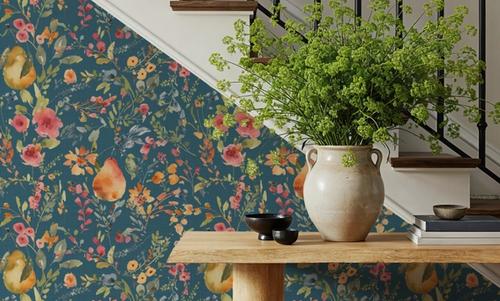 Time to Share Flowers and Pears Blue