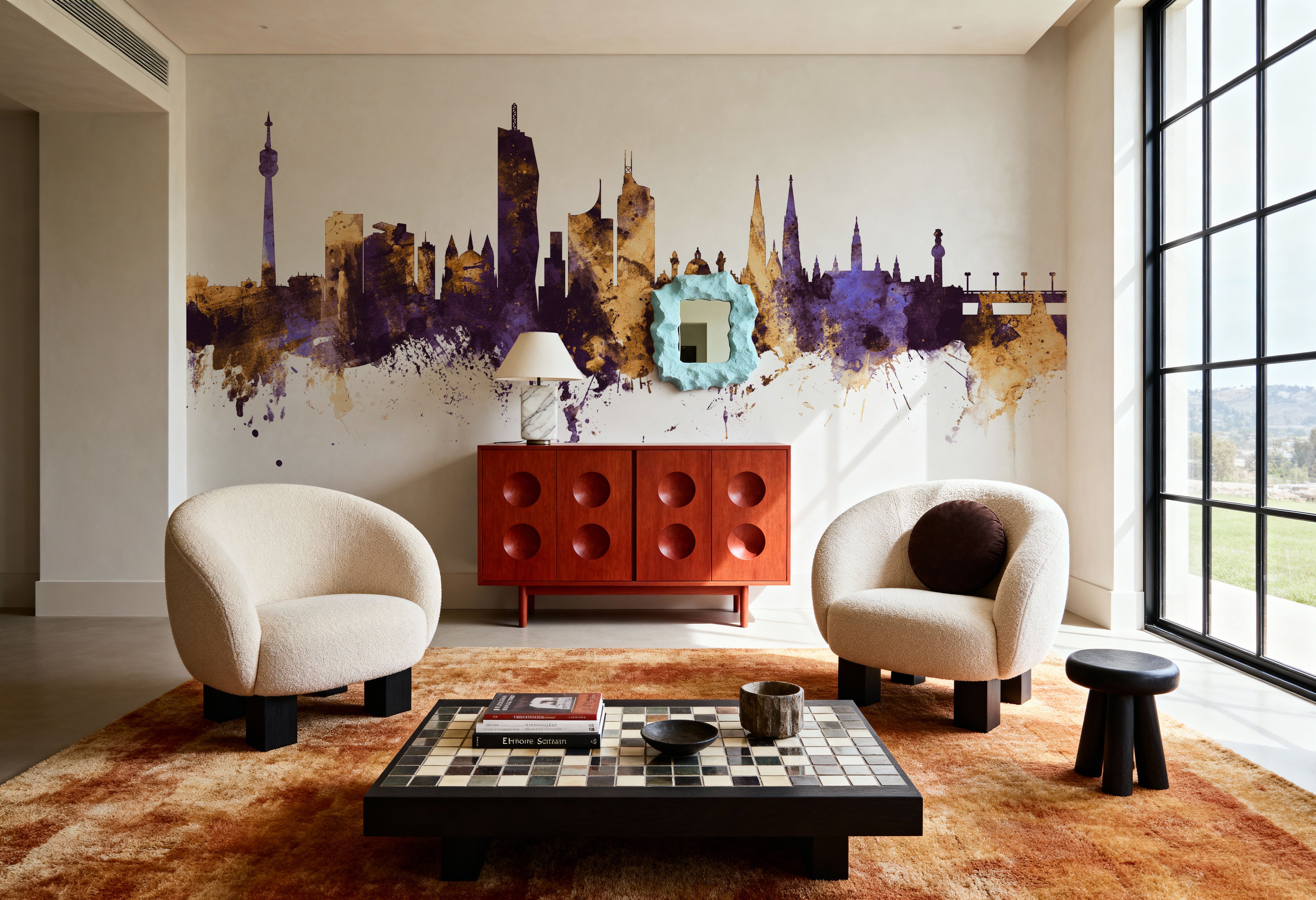 Vienna Austria Skyline Purple & Gold, Tapeten