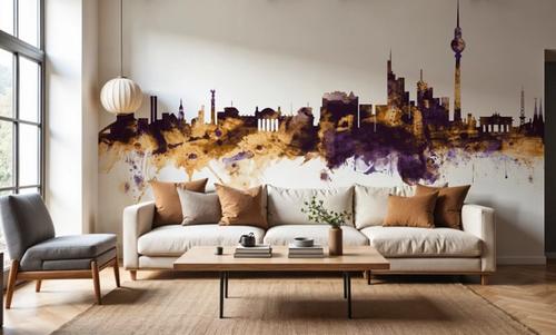 Berlin Skyline Purple & Gold