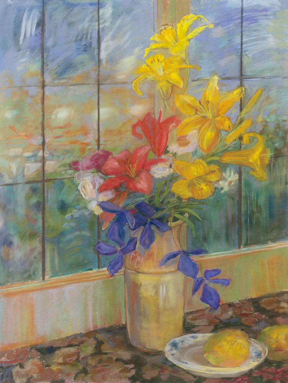 Vase of Colorful Lilies