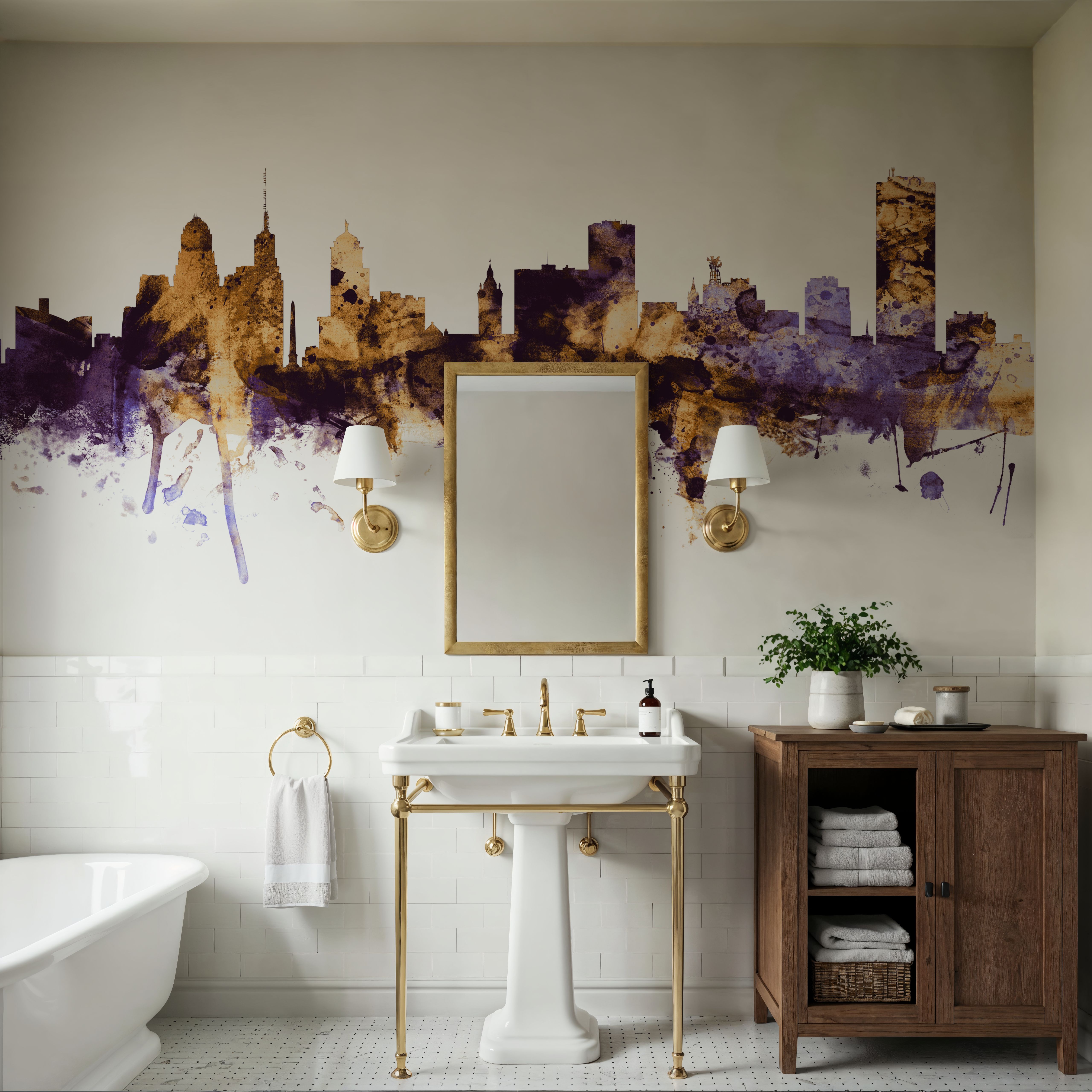 Buffalo New York Skyline Purple & Gold