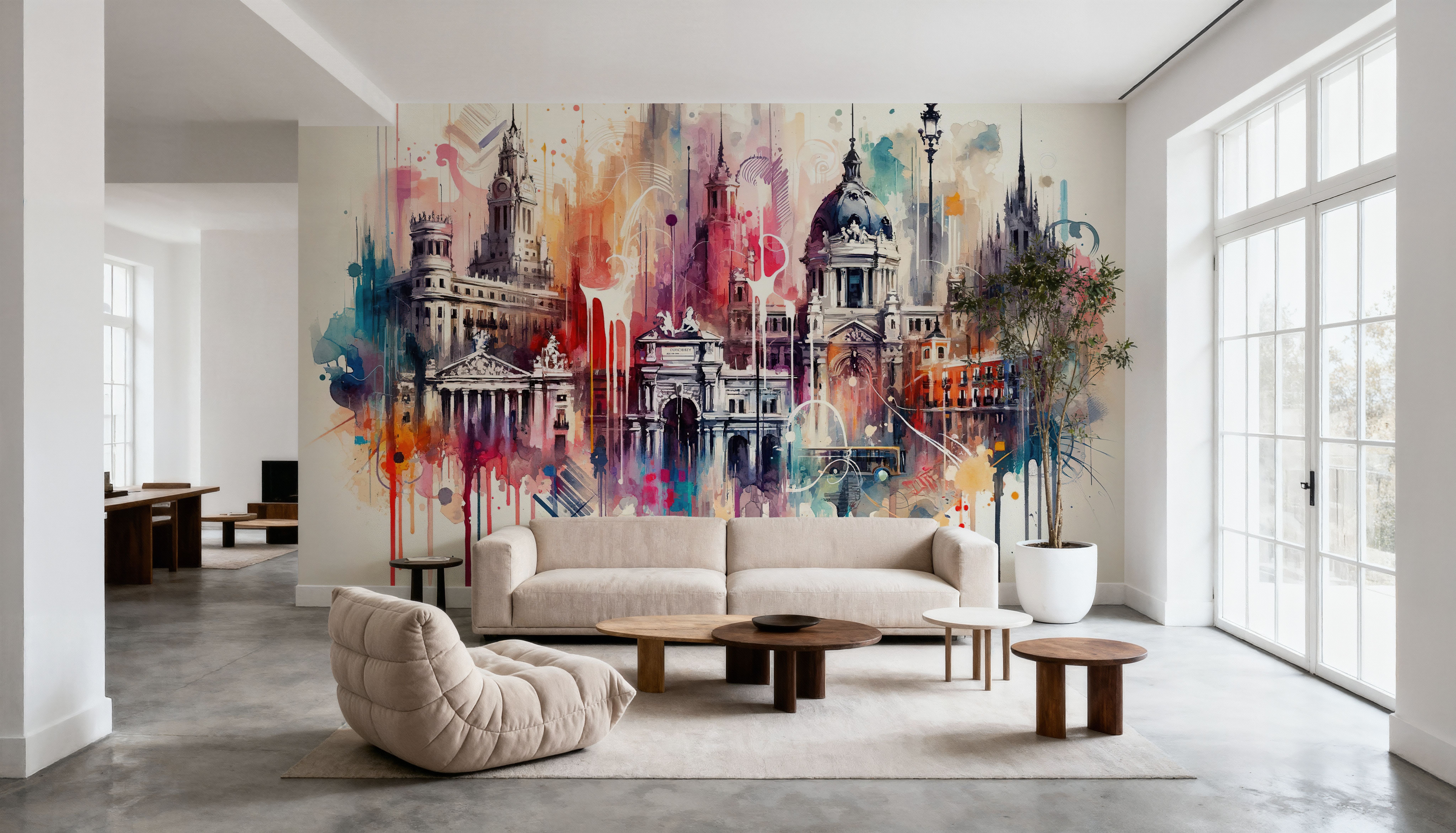 Watercolor Skyline Madrid