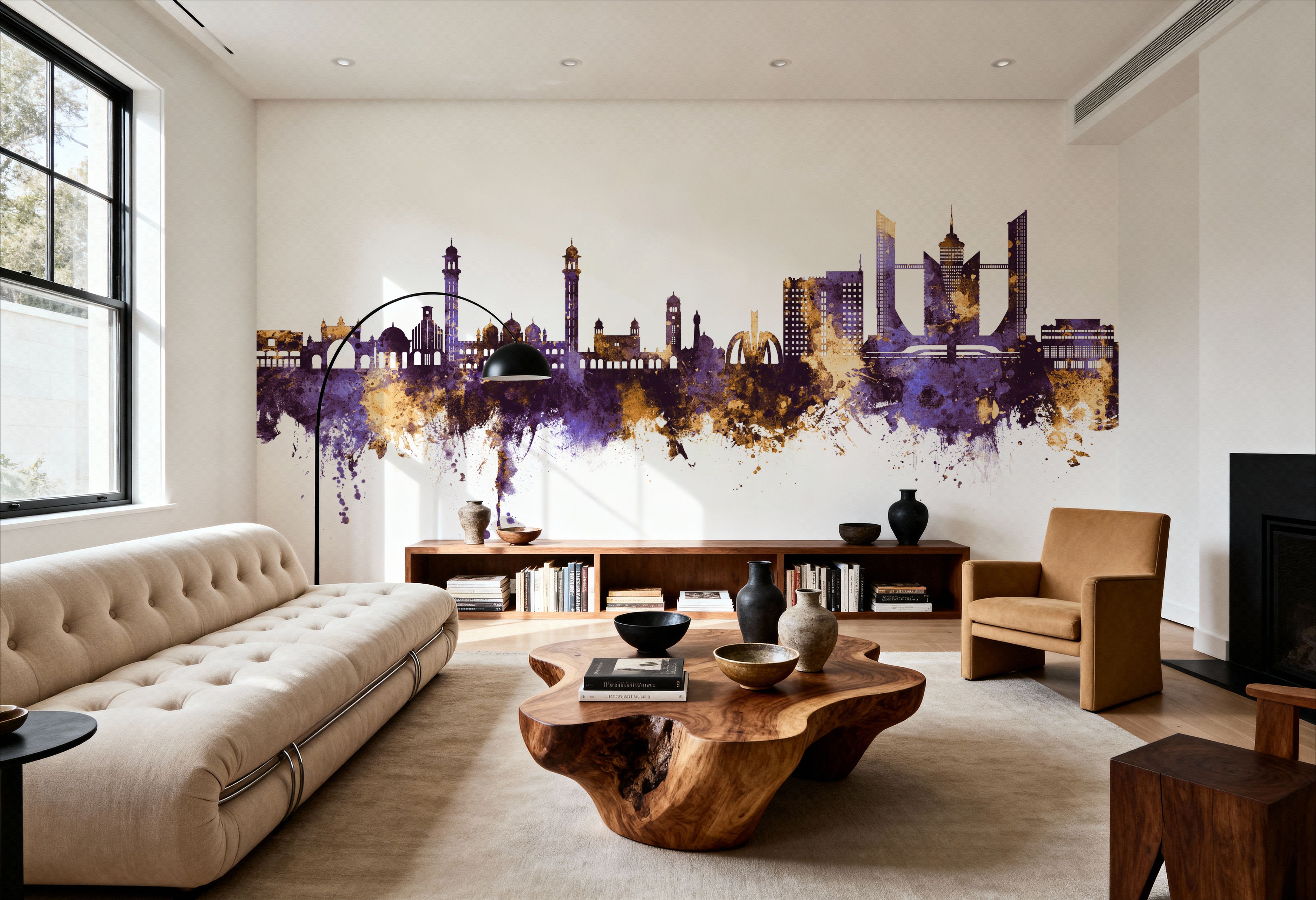 Faislabad Pakistan Skyline Purple & Gold