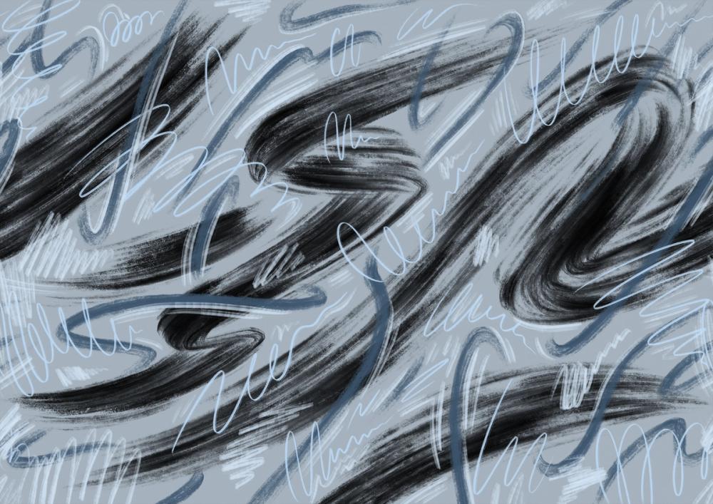 Scribble Flow, Denim Blue