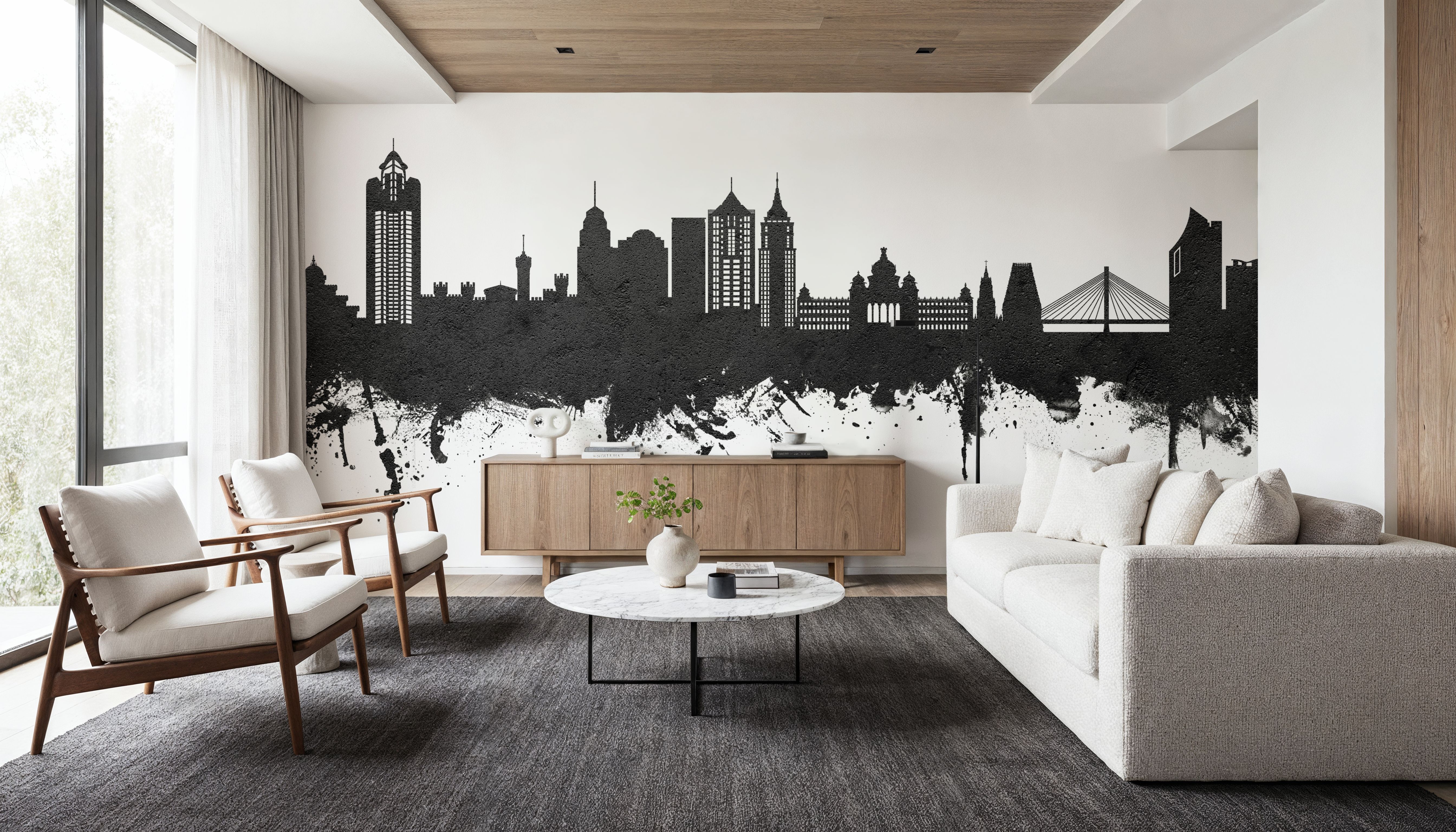 Bengaluru India Skyline Black & White