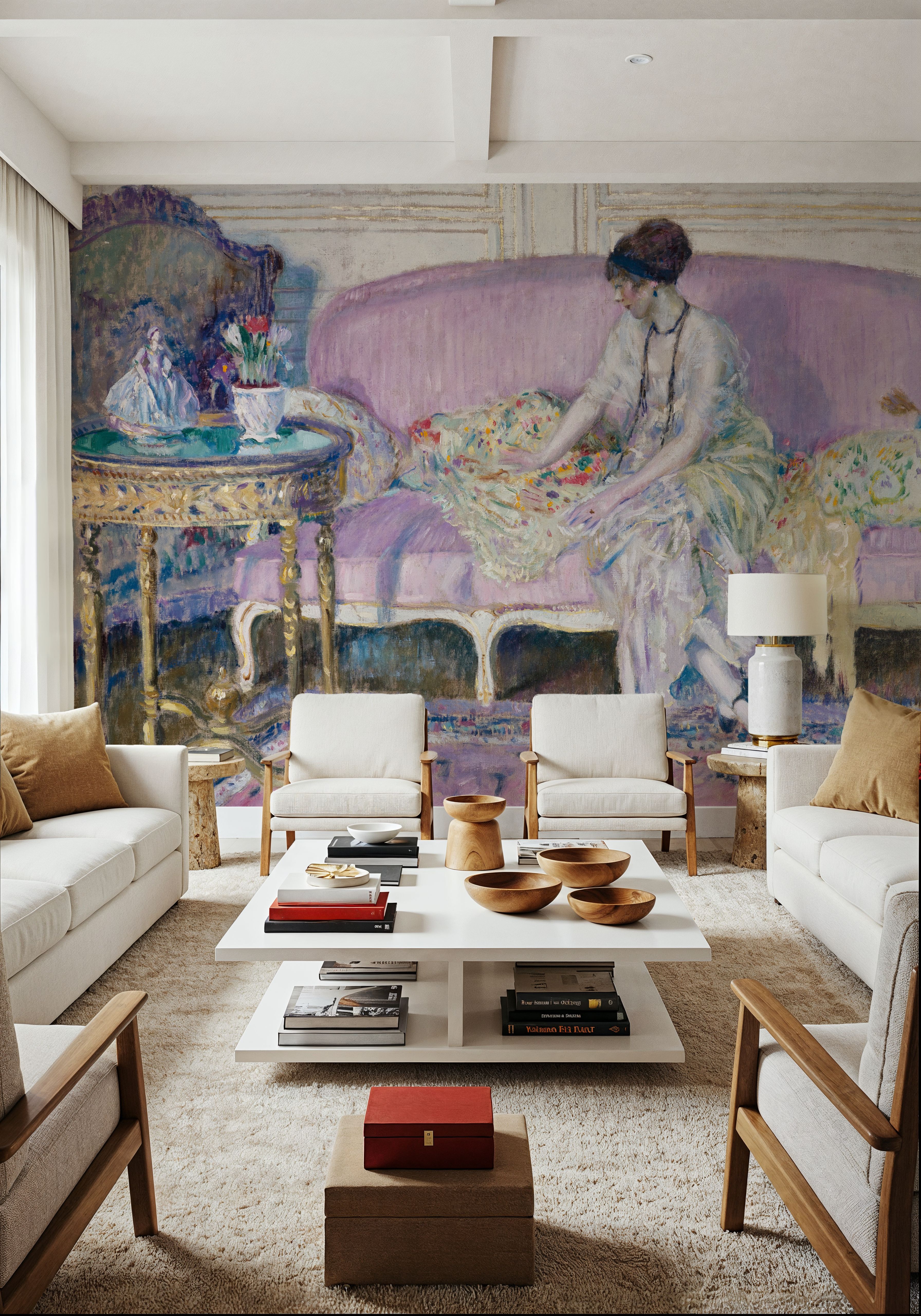 Woman Seated on Interior Sofa