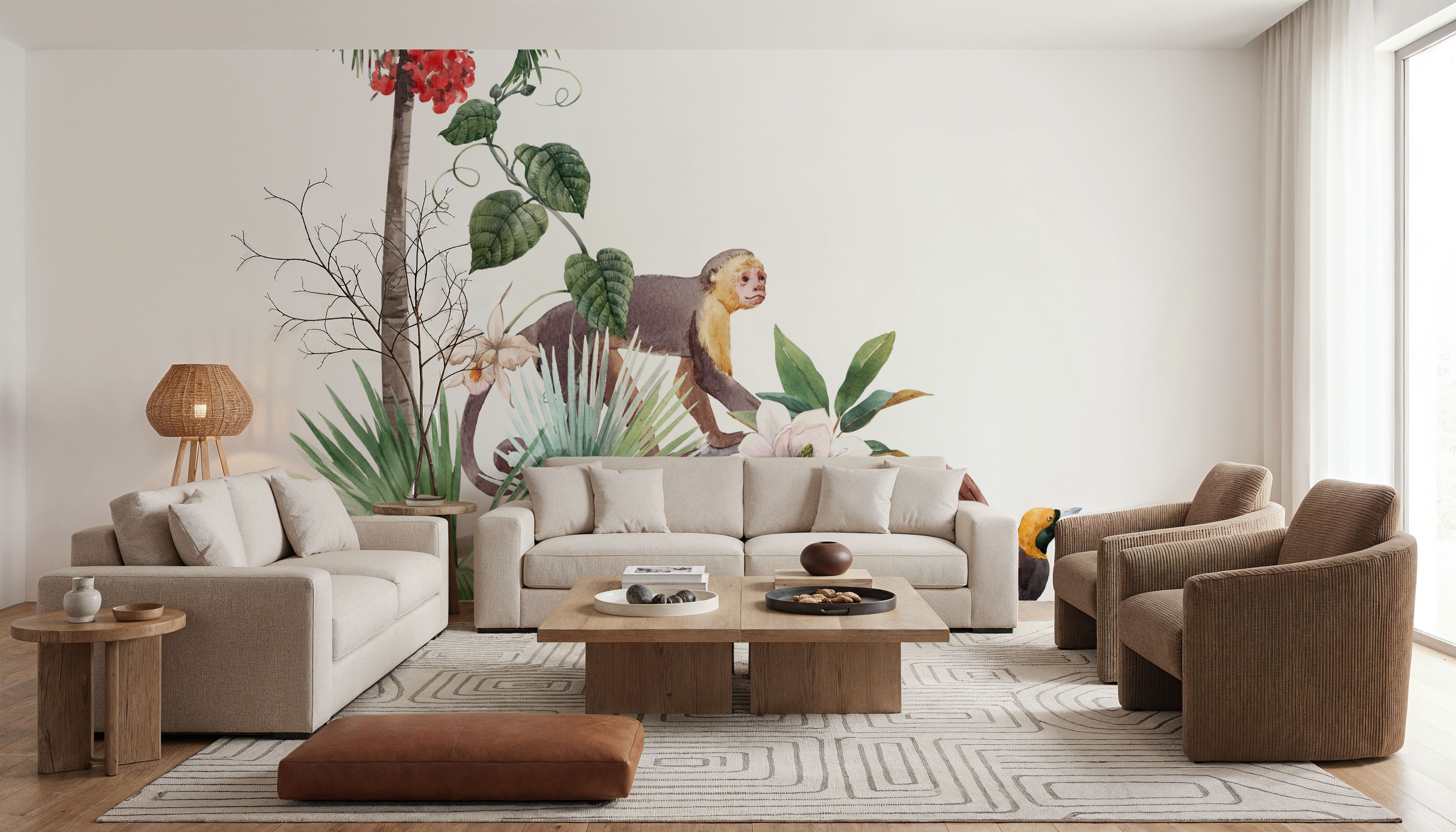 Paradise Bird And Monkey, Papier peint