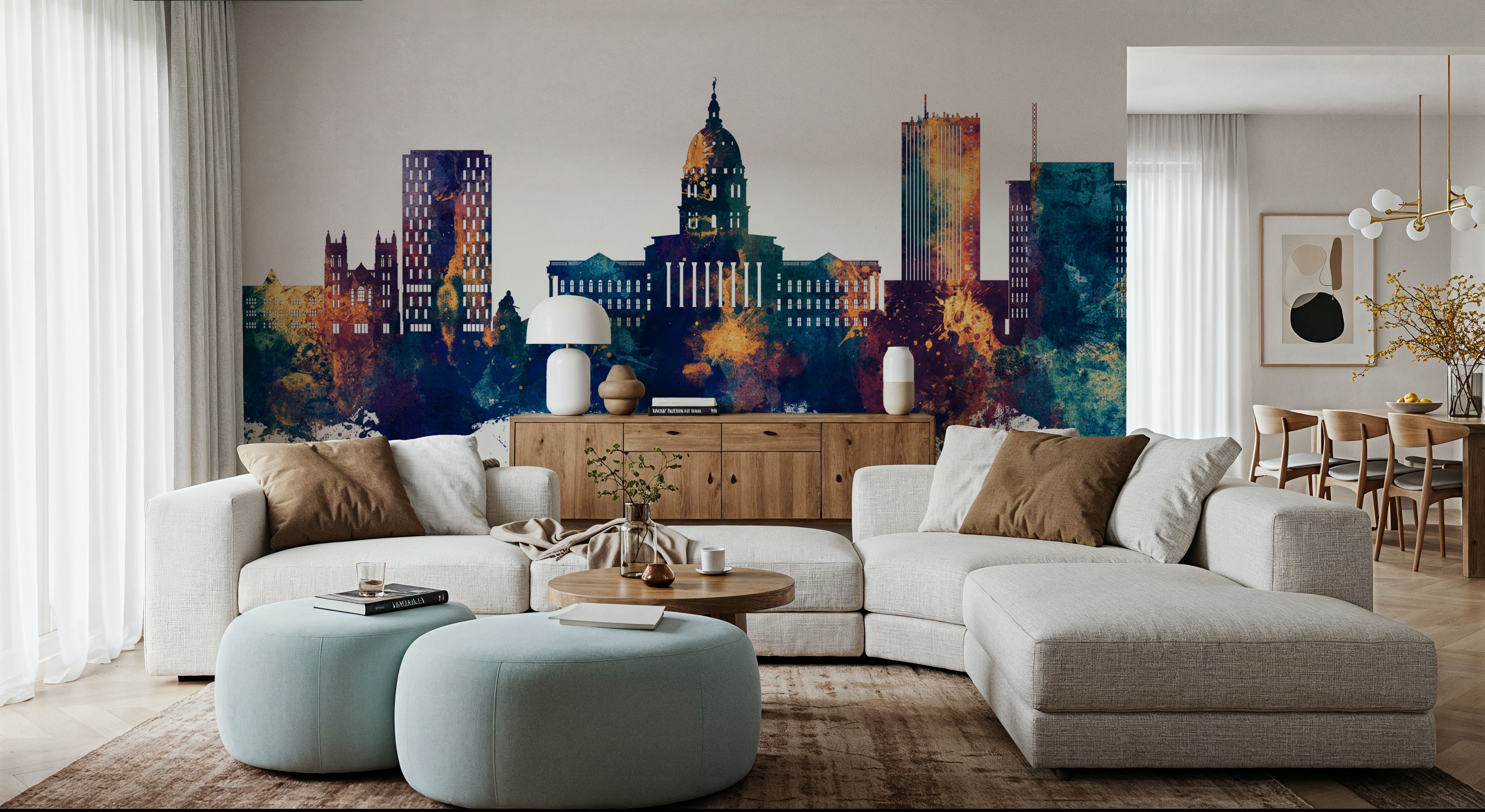 Topeka Wyoming Skyline Blue & Bronze