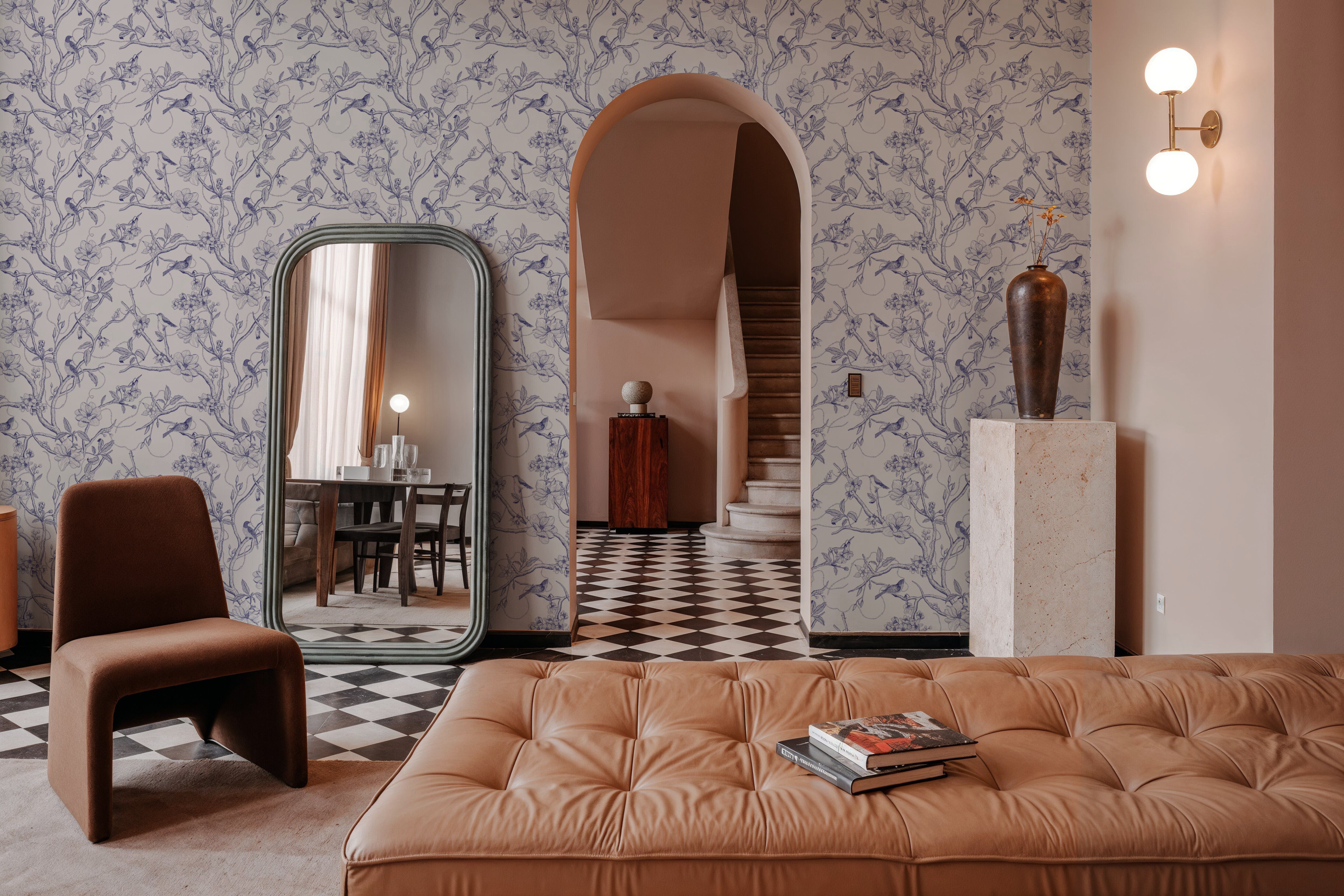 Trailing Tree of Life, Blue on White