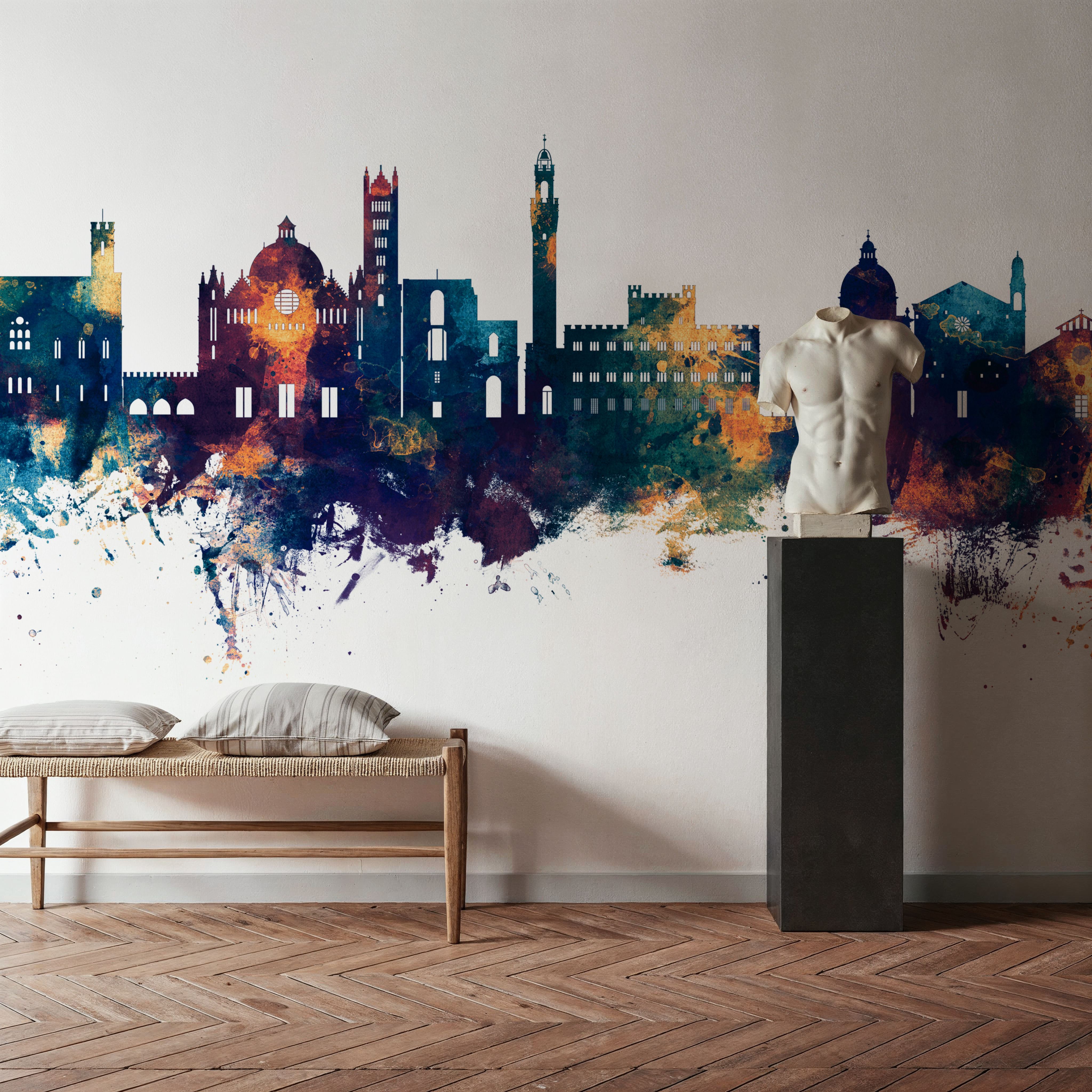 Siena Italy Skyline Blue & Bronze