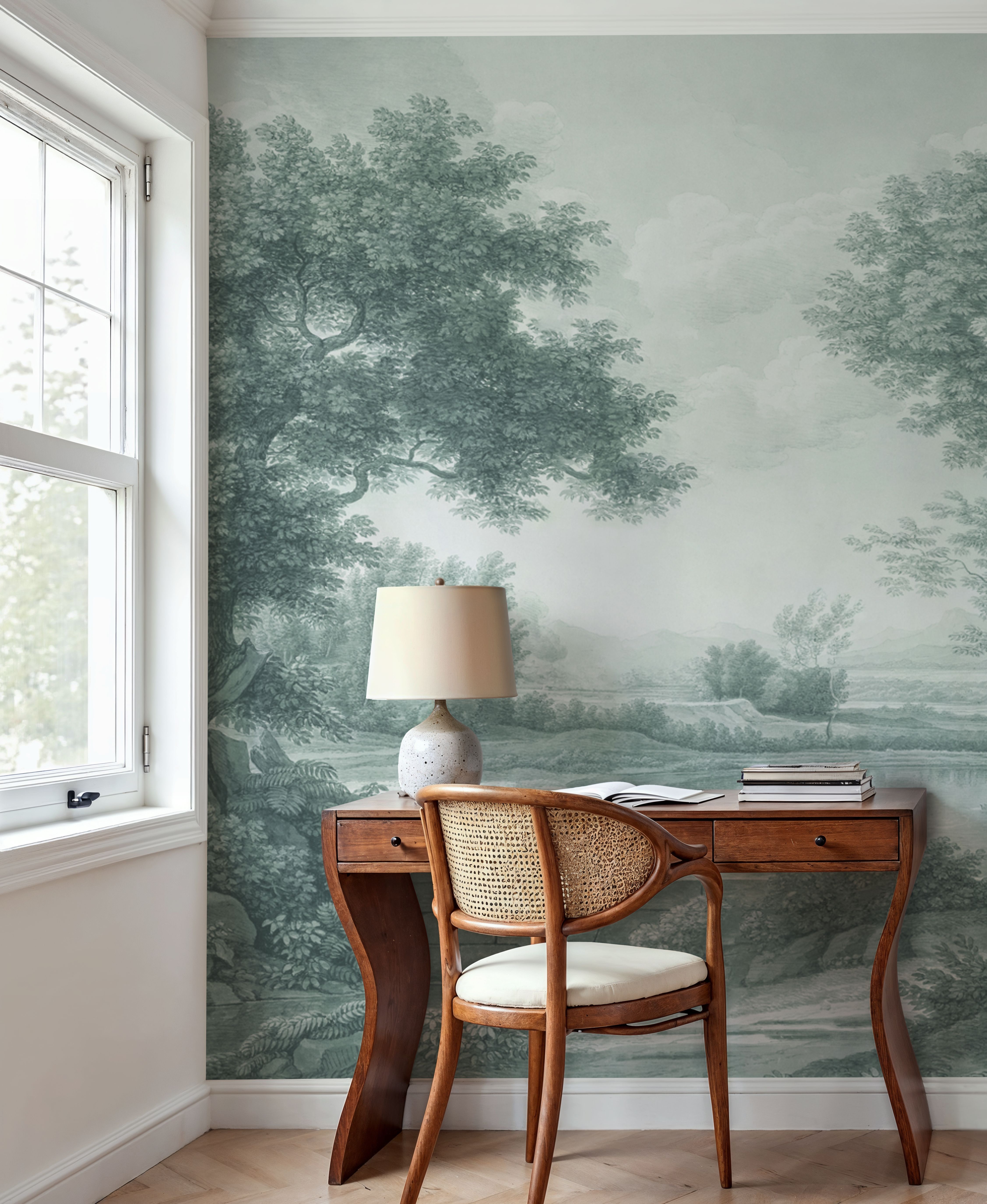 Riverbank Oak Landscape, Forest Green
