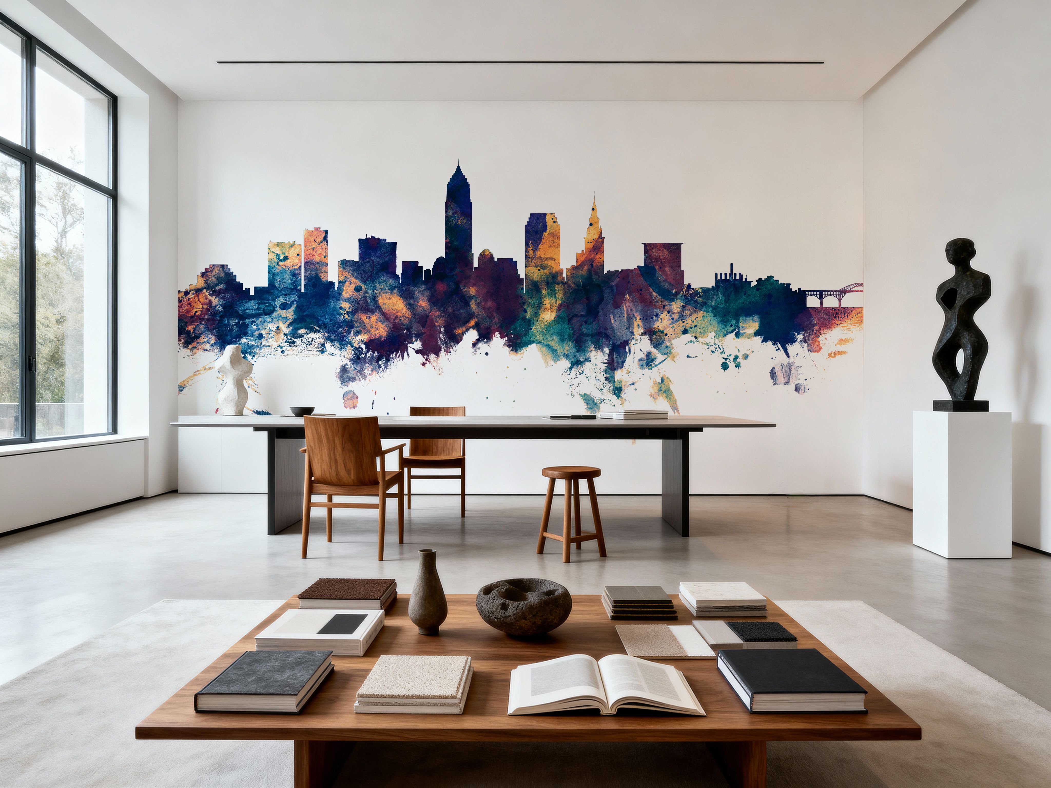 Cleveland Ohio Skyline Blue & Bronze