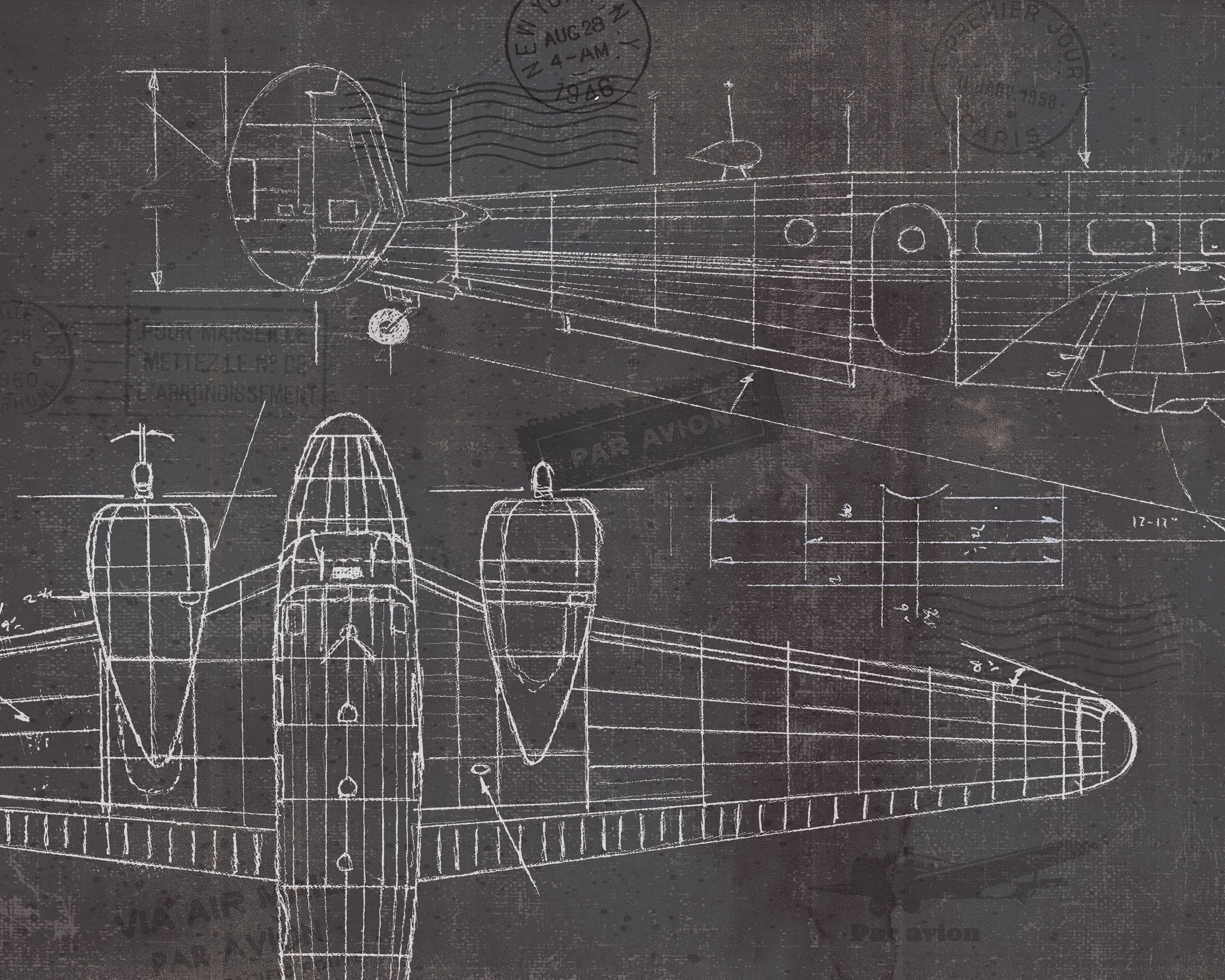 blueprint of a vintage airplane