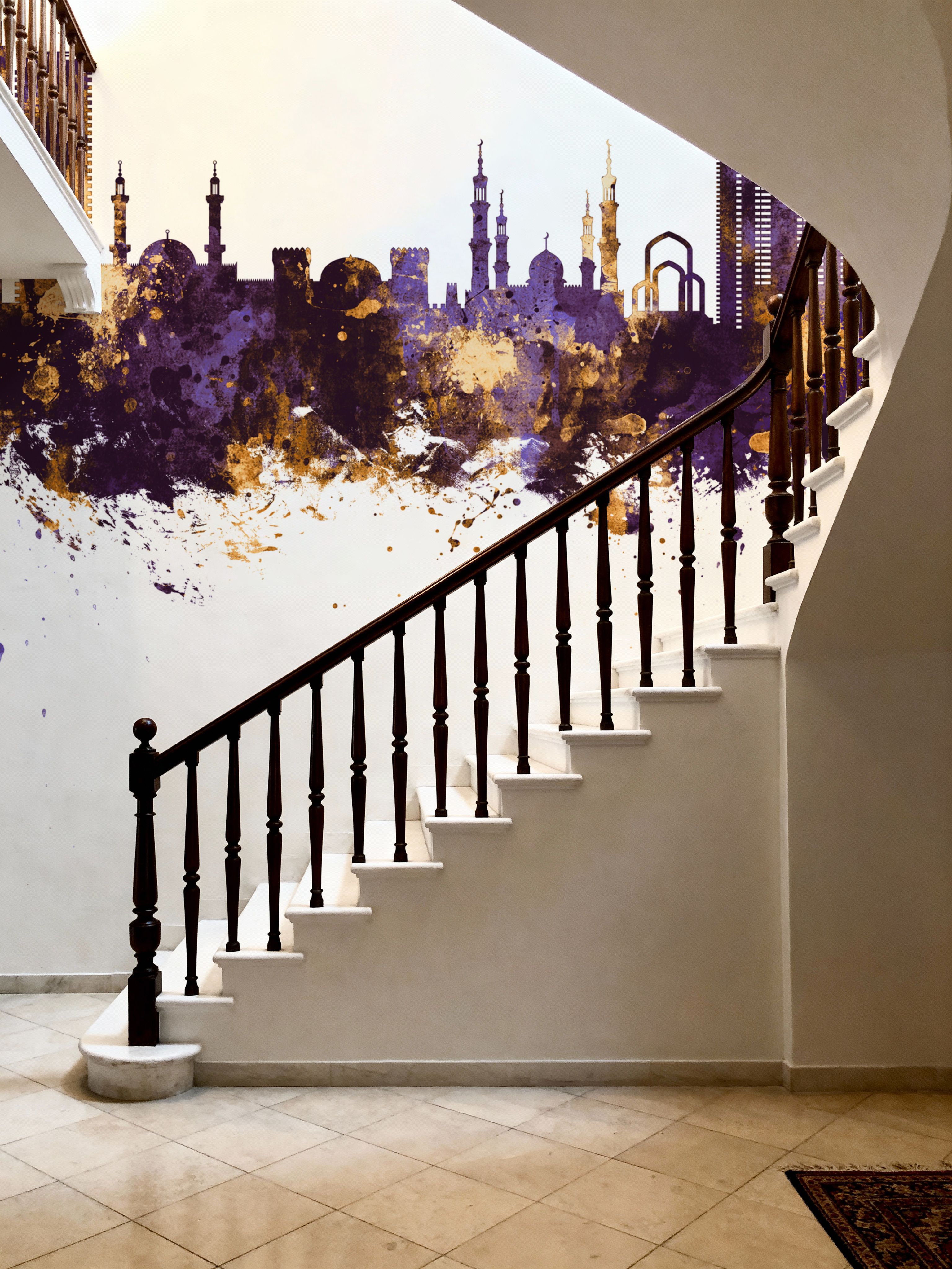 Ajman Skyline Purple & Gold