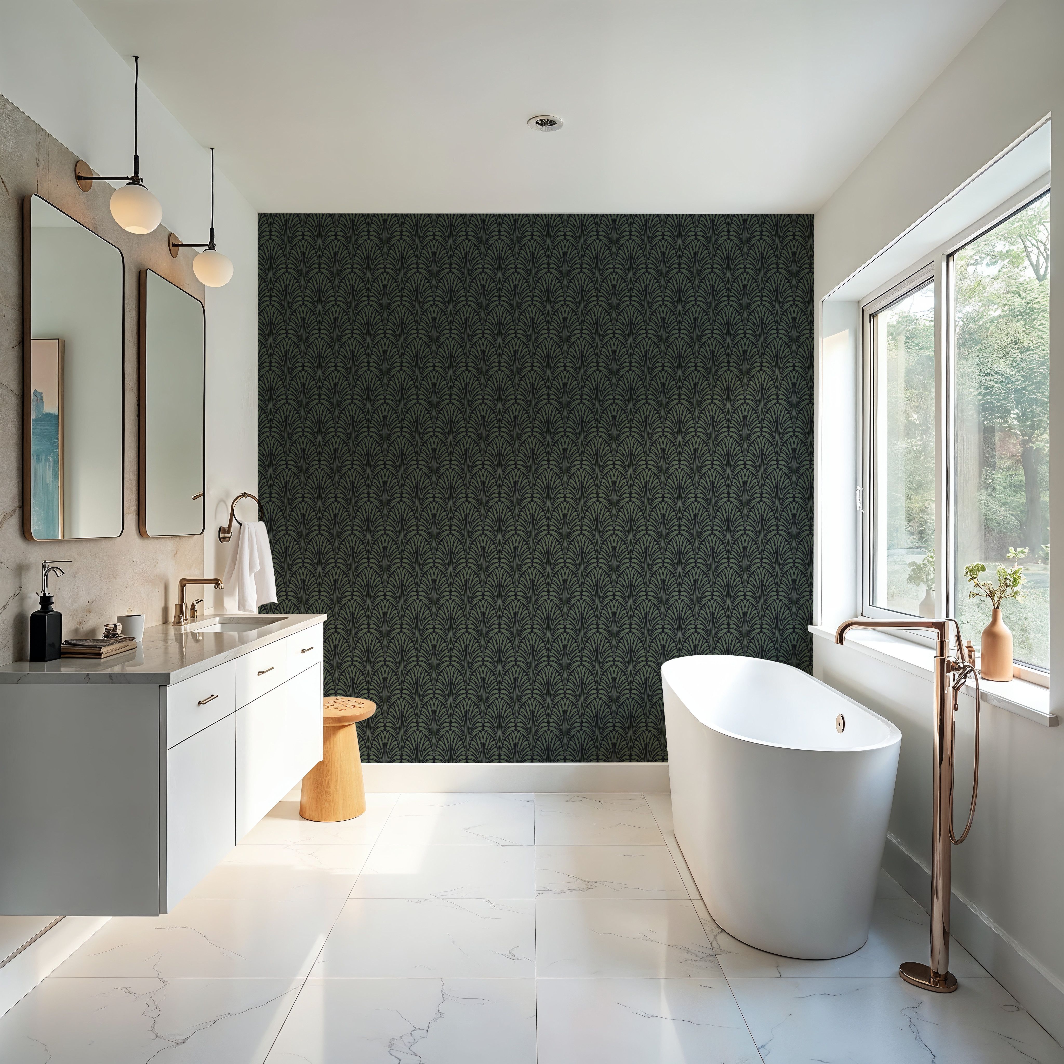 Brushstroke Fan Scallop, French Green