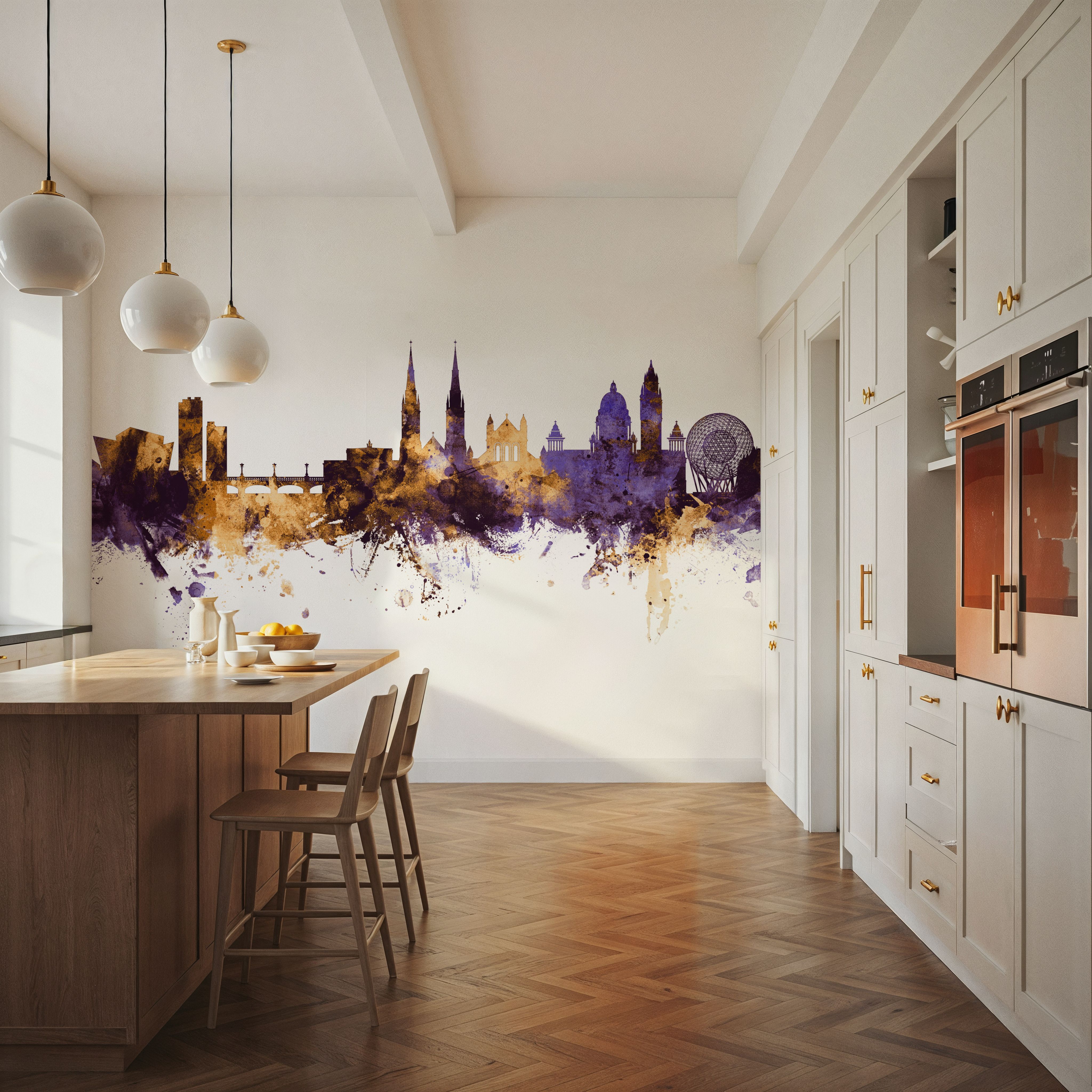 Belfast Northern Ireland Skyline Purple & Gold