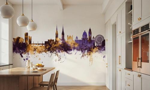 Belfast Northern Ireland Skyline Purple & Gold