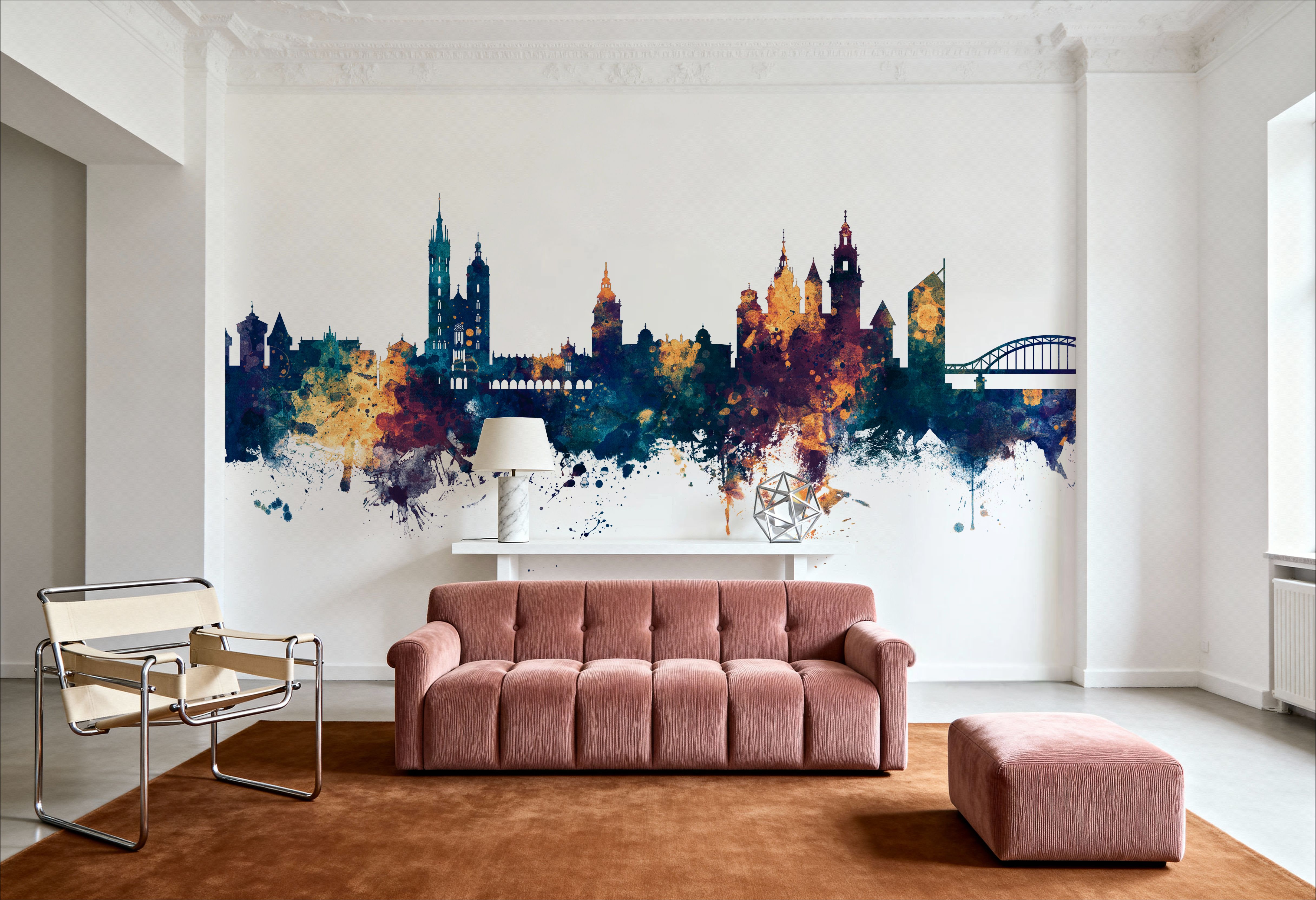 Krakow Skyline Blue & Bronze