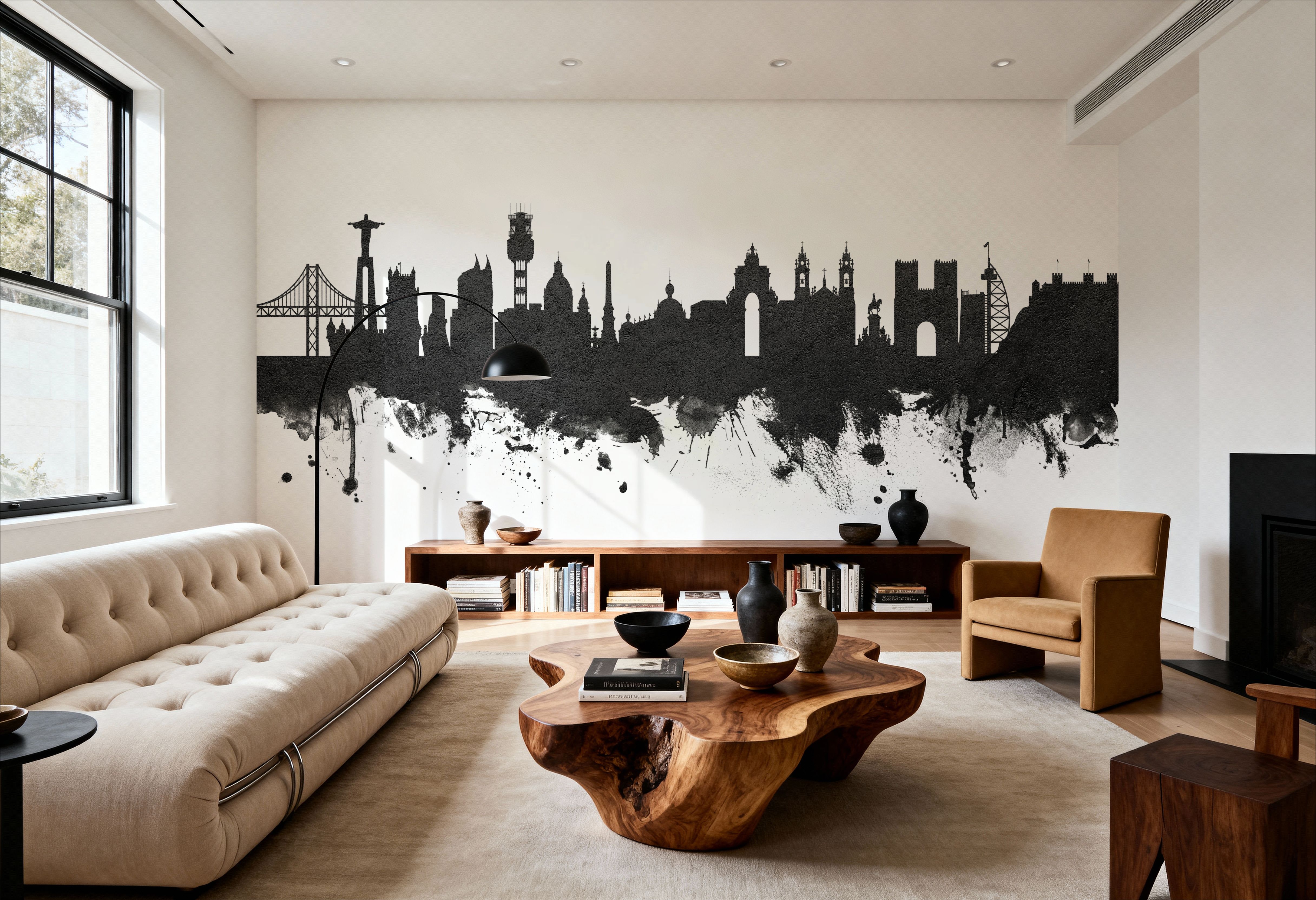 Lisbon Portugal Skyline Black & White