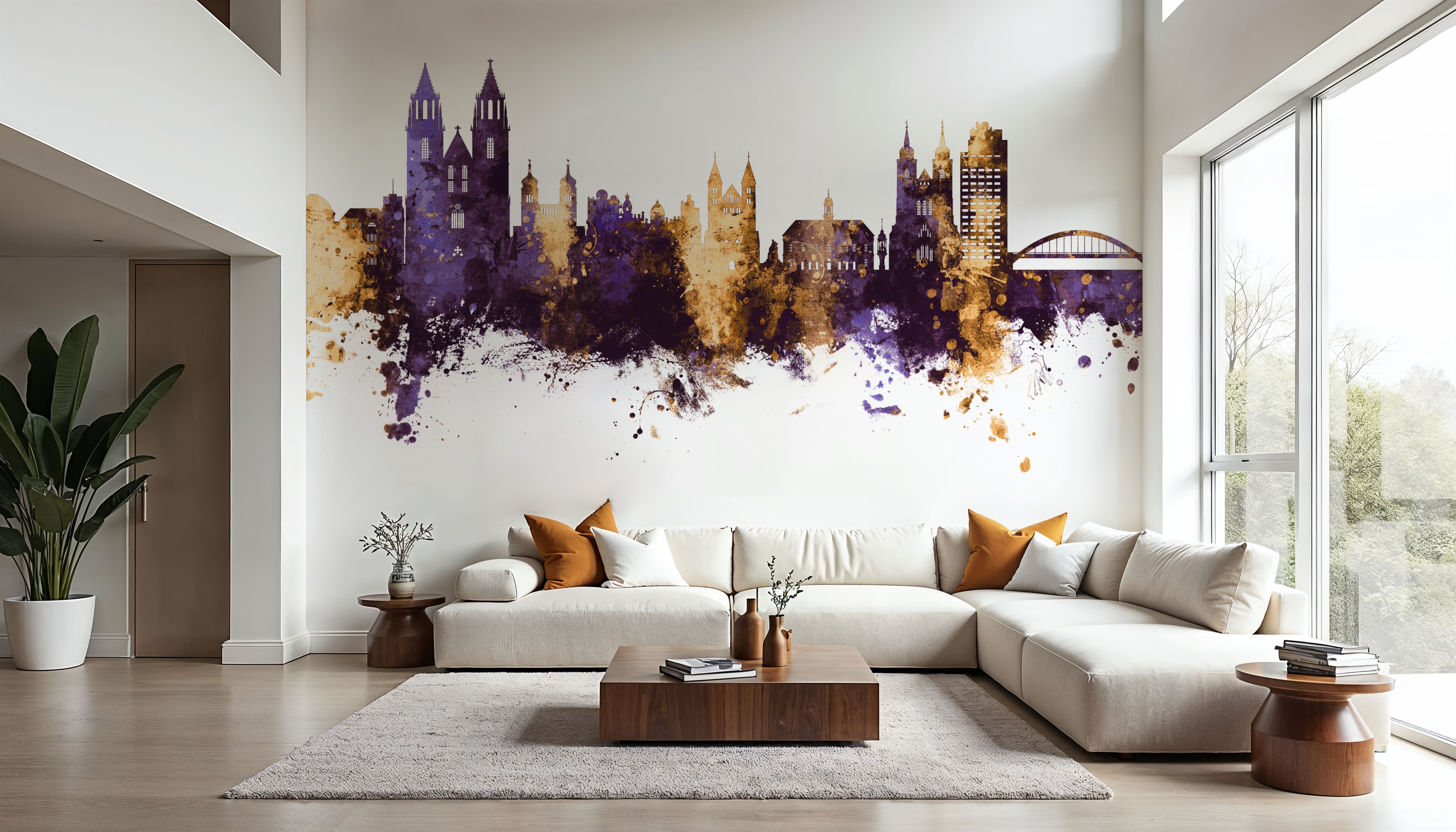 Magdeburg Germany Skyline Purple & Gold