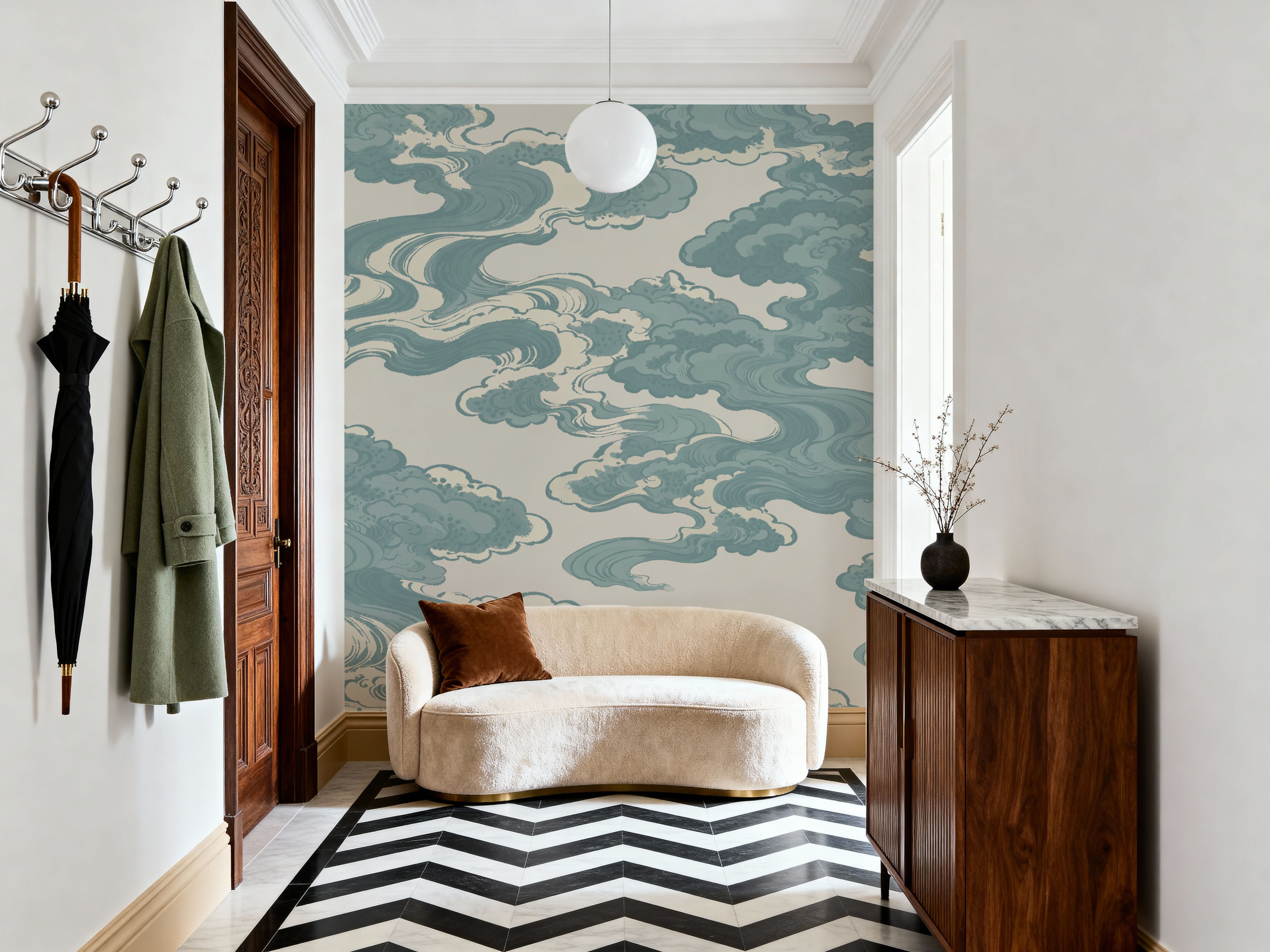 Ukiyo-e Clouds, Soft Teal