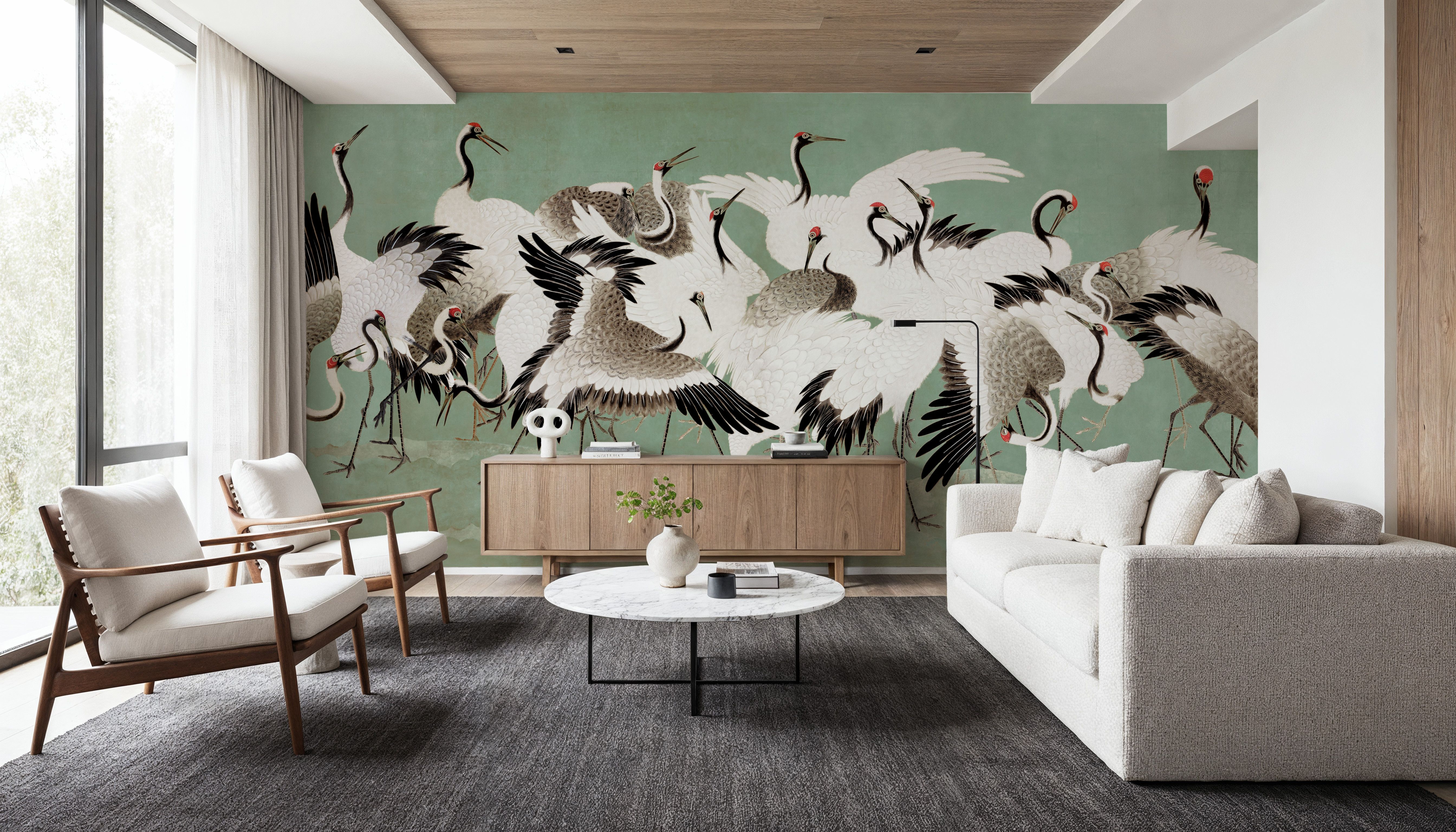 Japanese Flock of Cranes, Jade