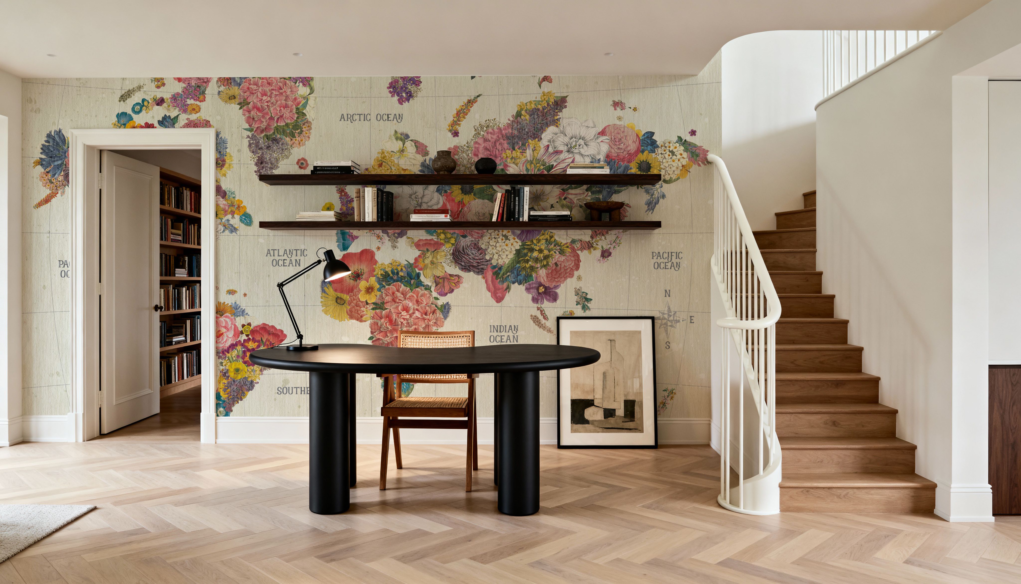 Botanical Floral Map Light Words